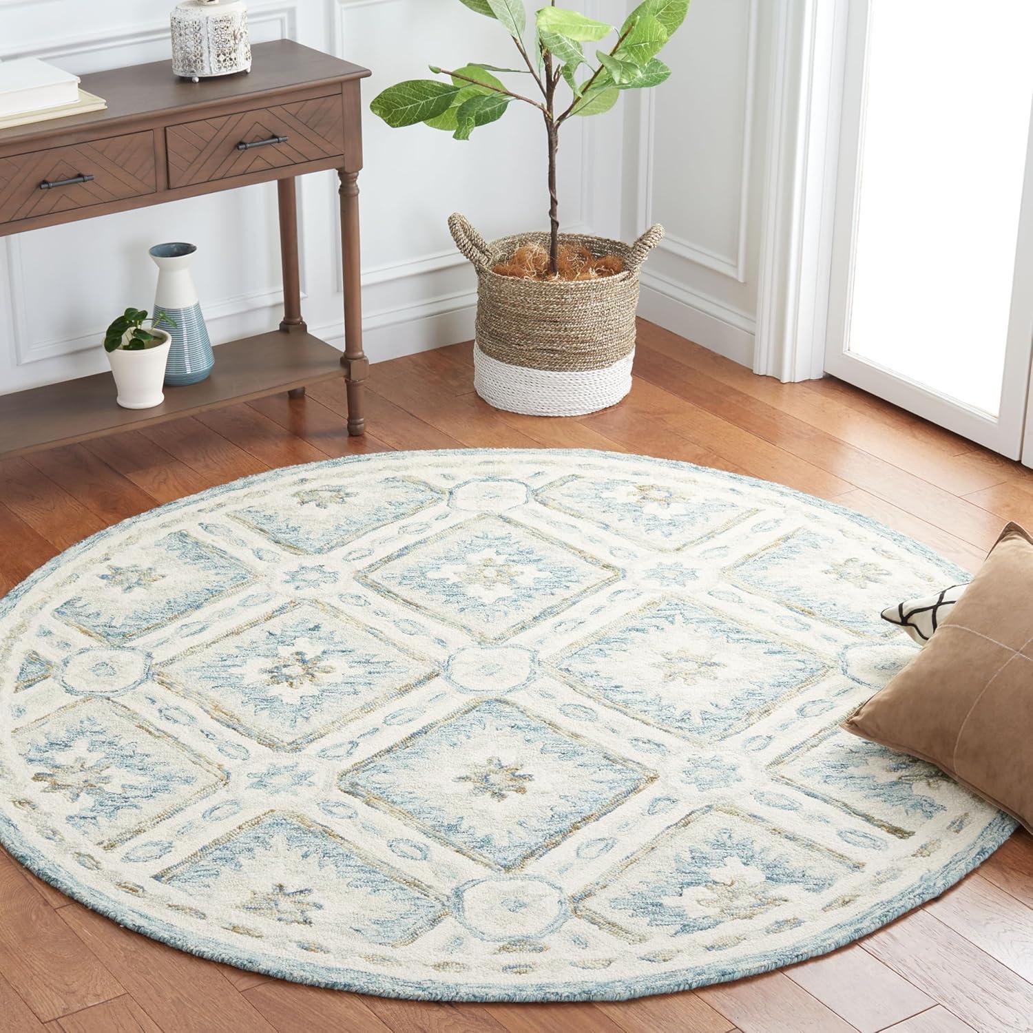 image:imageMartha Stewart x SAFAVIEH Area Rug Collection 5 x 8 Blue amp Ivory Handmade Wool Ideal for Living Room Bedroom Office Dining Space MSR4652MBlueIvory