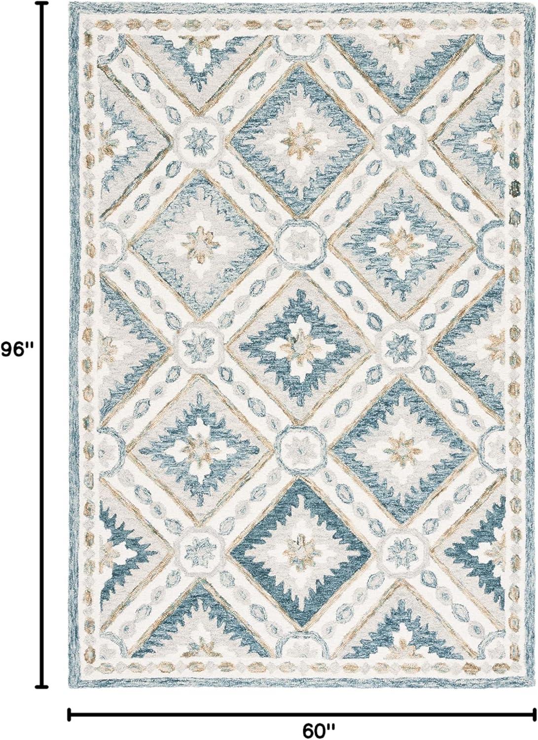 image:imageMartha Stewart x SAFAVIEH Area Rug Collection 5 x 8 Blue amp Ivory Handmade Wool Ideal for Living Room Bedroom Office Dining Space MSR4652MBlueIvory