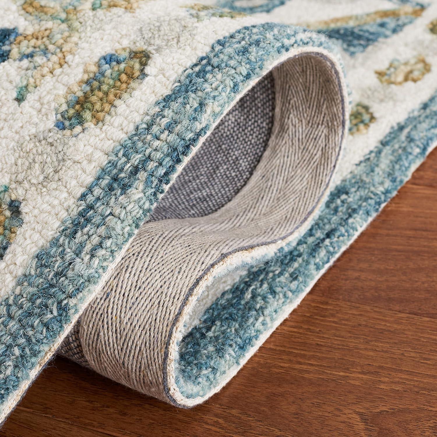 image:imageMartha Stewart x SAFAVIEH Area Rug Collection 5 x 8 Blue amp Ivory Handmade Wool Ideal for Living Room Bedroom Office Dining Space MSR4652MBlueIvory