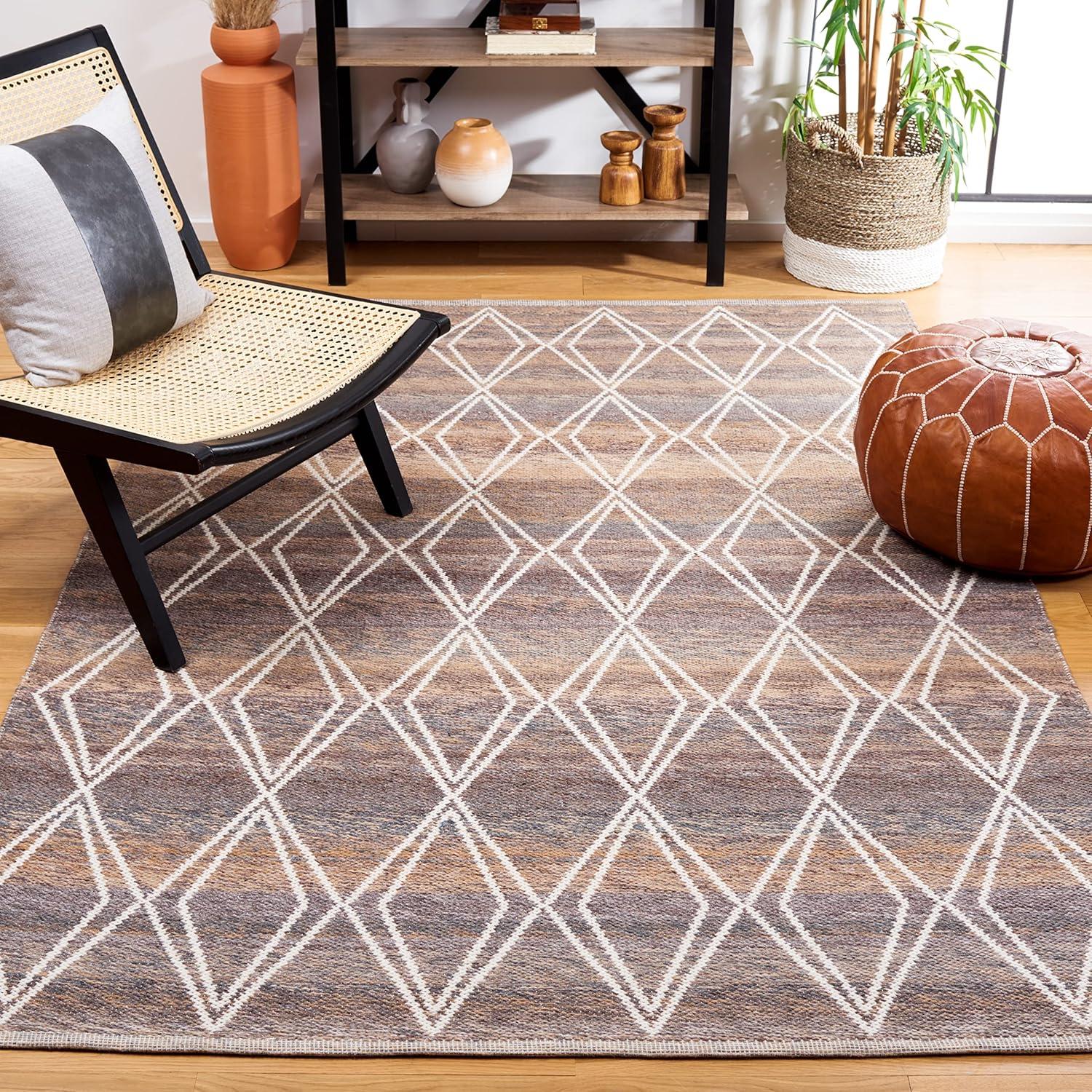 image:imageMartha Stewart x SAFAVIEH Area Rug Collection 5 x 8 Blue amp Ivory Handmade Wool Ideal for Living Room Bedroom Office Dining Space MSR4652MBrownGrey