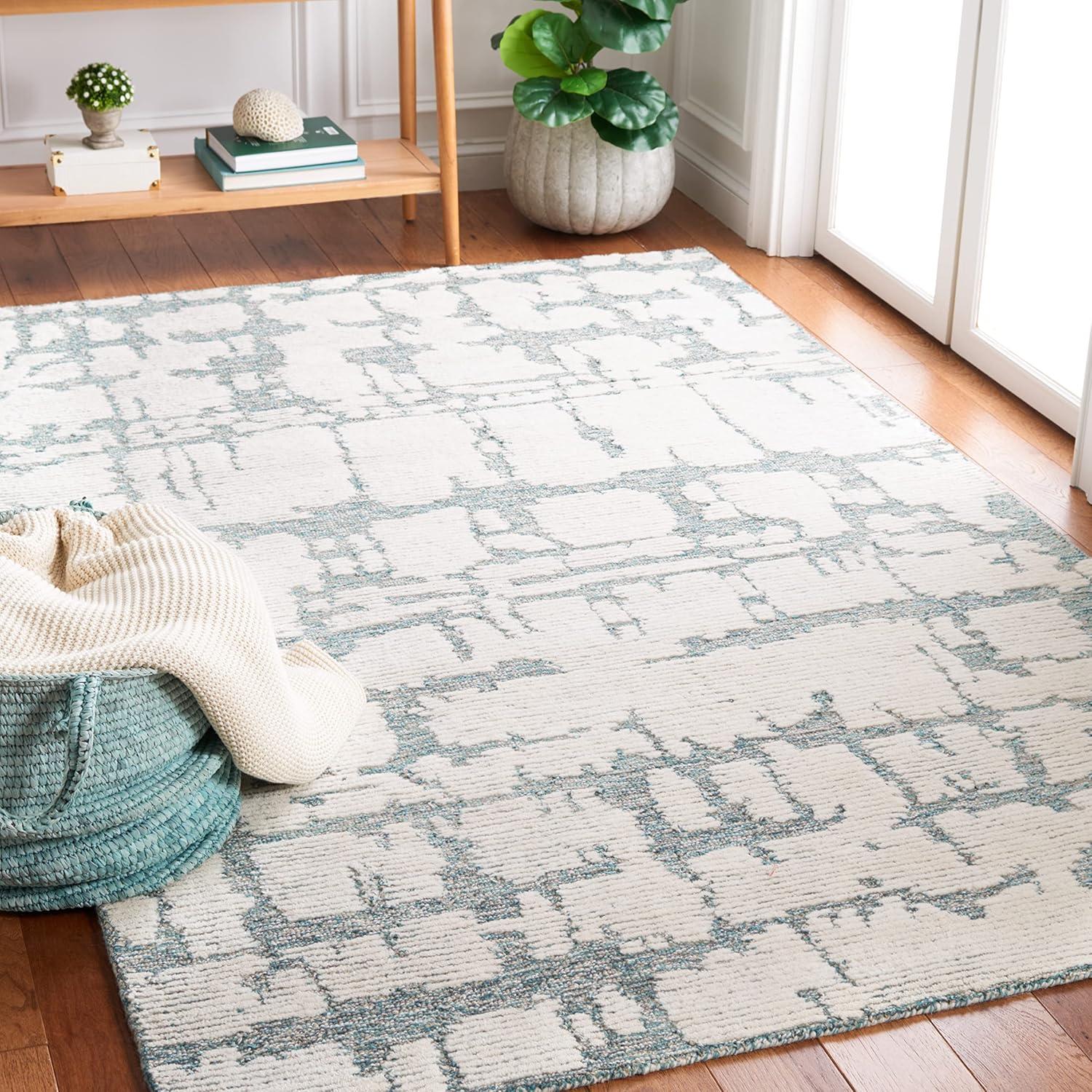 image:imageMartha Stewart x SAFAVIEH Area Rug Collection 5 x 8 Charcoal amp Ivory Handmade Wool Ideal for Living Room Bedroom Office Dining Space MSR4533HTealIvory