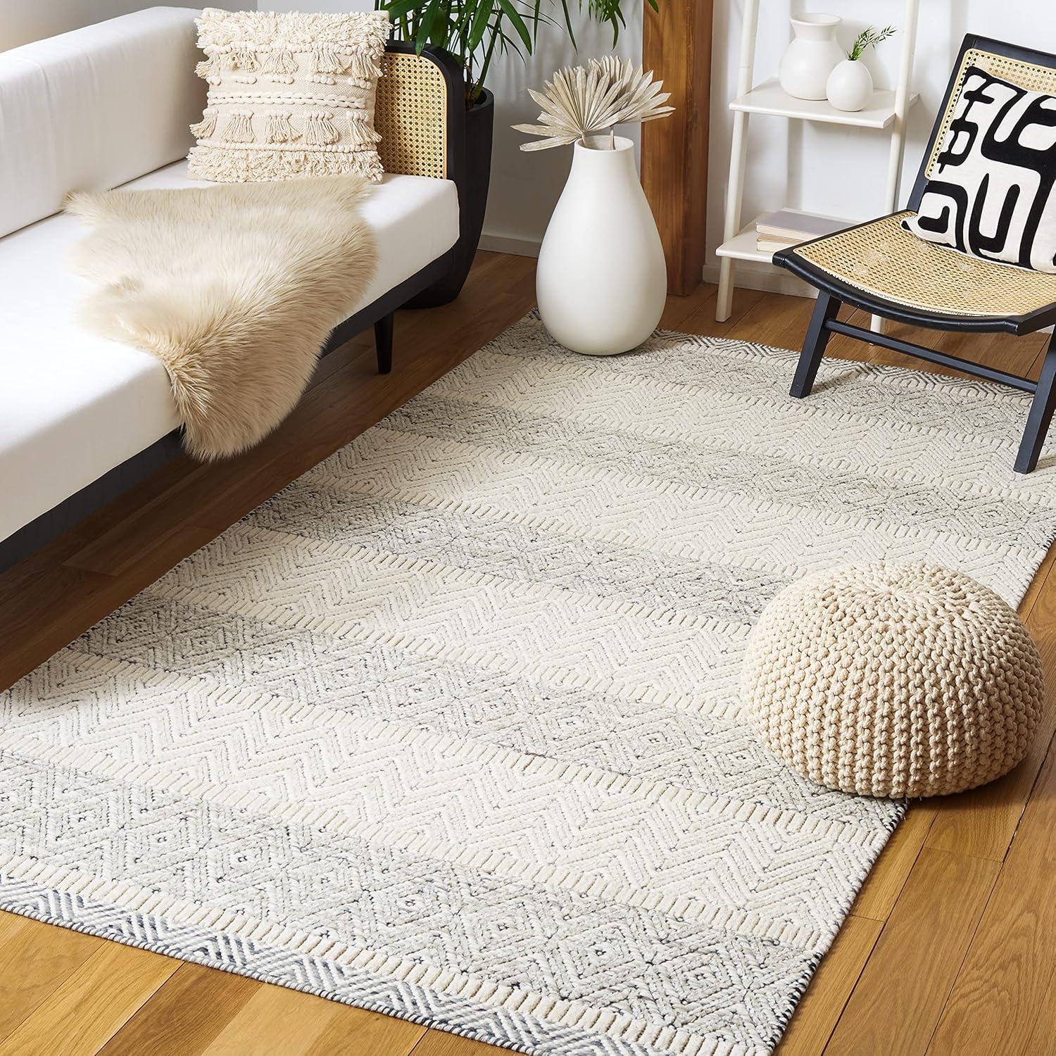 image:imageMartha Stewart x SAFAVIEH Area Rug Collection 5 x 8 Ivory amp Grey Handmade Wool Ideal for Living Room Bedroom Office Dining Space MSR9606AIvoryGrey
