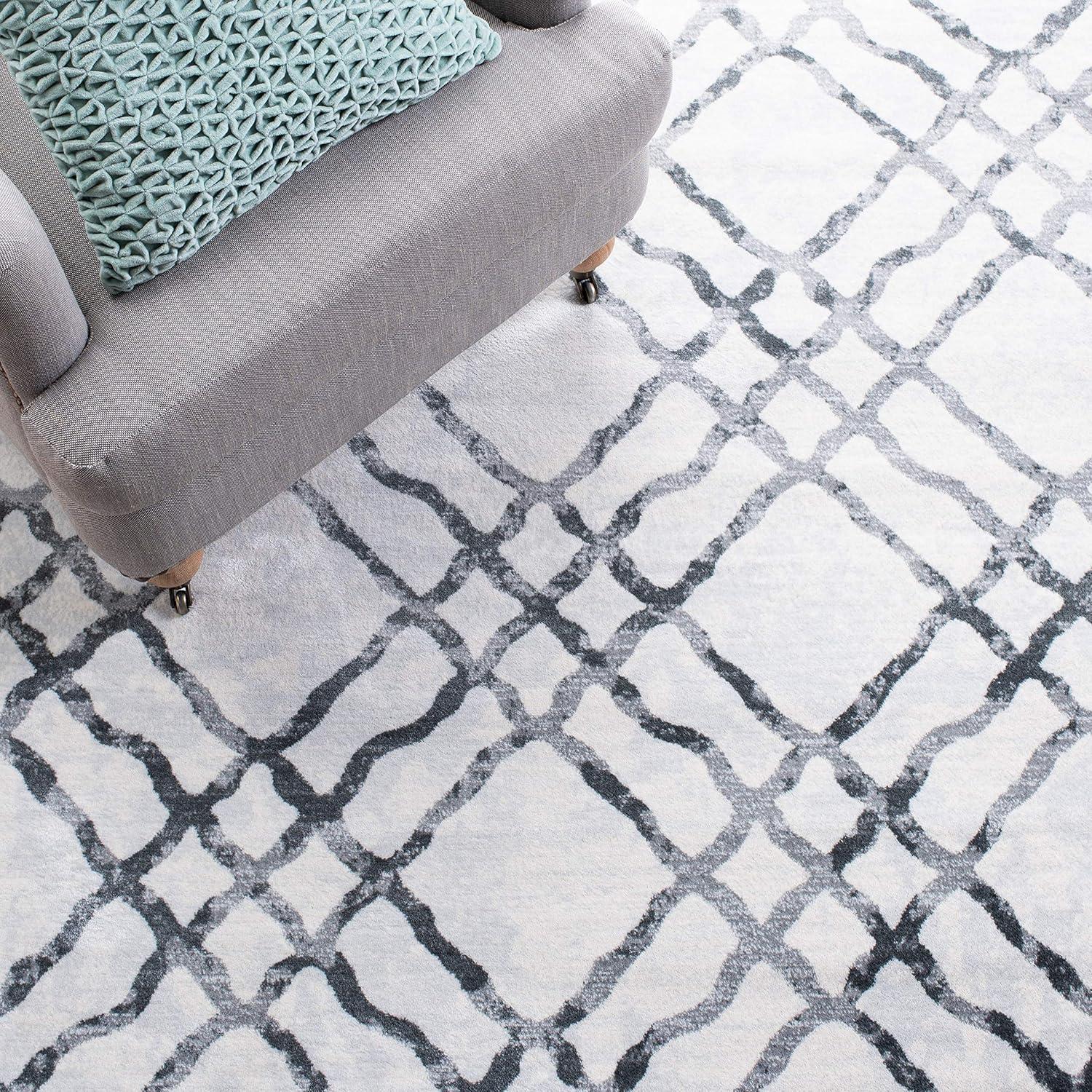 image:imageMartha Stewart x SAFAVIEH Area Rug Collection 53 x 77 Ivory amp Turquoise Blue NonShedding amp Easy Cleaning Ideal for Living Room Bedroom Office Dining Space MSR0957AIvoryGrey