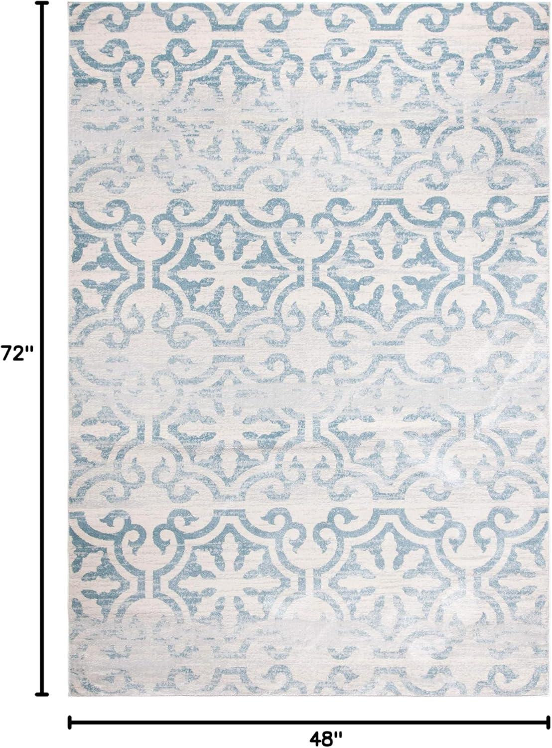 image:imageMartha Stewart x SAFAVIEH Area Rug Collection 53 x 77 Navy amp Ivory NonShedding amp Easy Cleaning Ideal for Living Room Bedroom Office Dining Space MSR0956NTurquoiseIvory