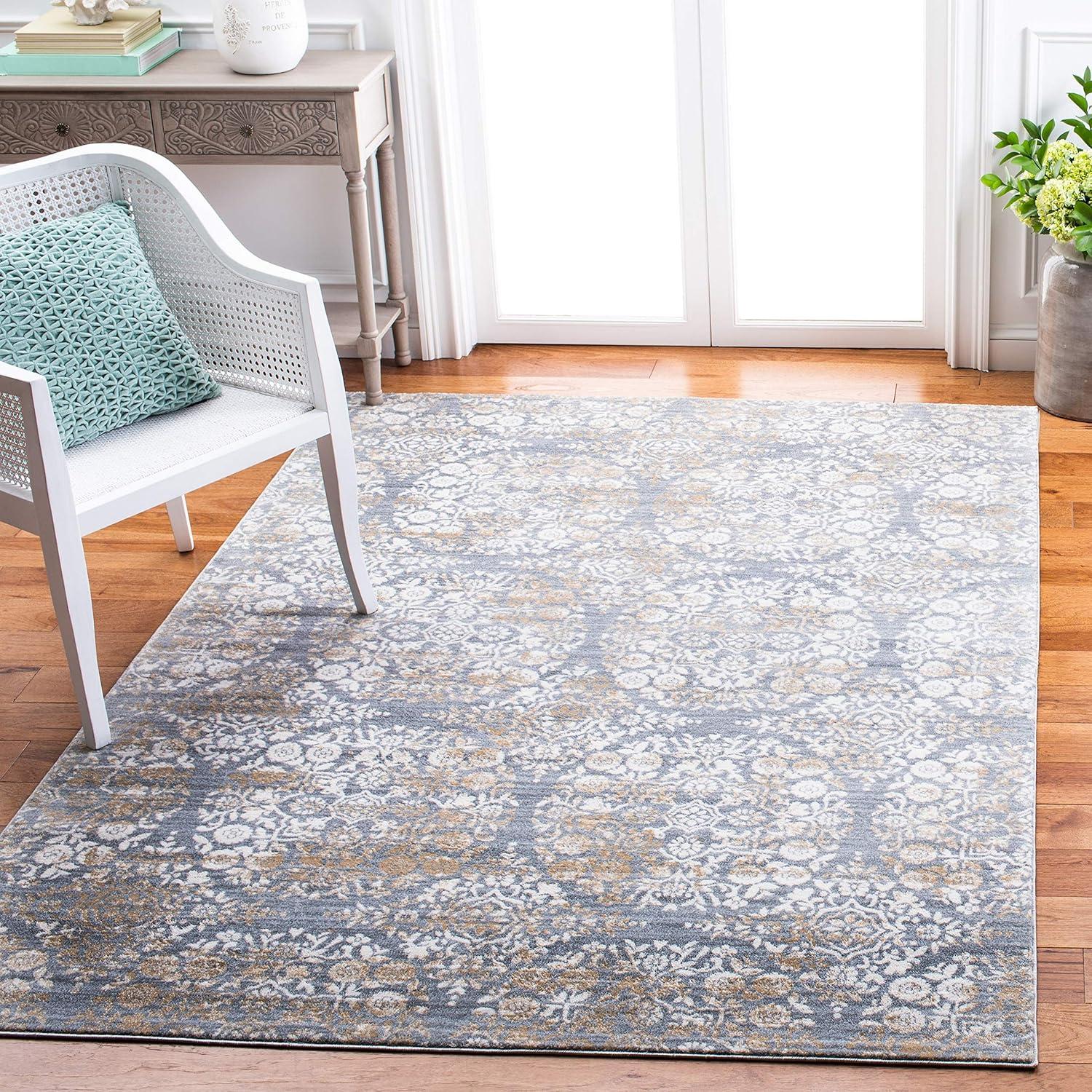 image:imageMartha Stewart x SAFAVIEH Area Rug Collection 53 x 77 Silver amp Ivory NonShedding amp Easy Cleaning Ideal for Living Room Bedroom Office Dining Space MSR0958GSilverIvory