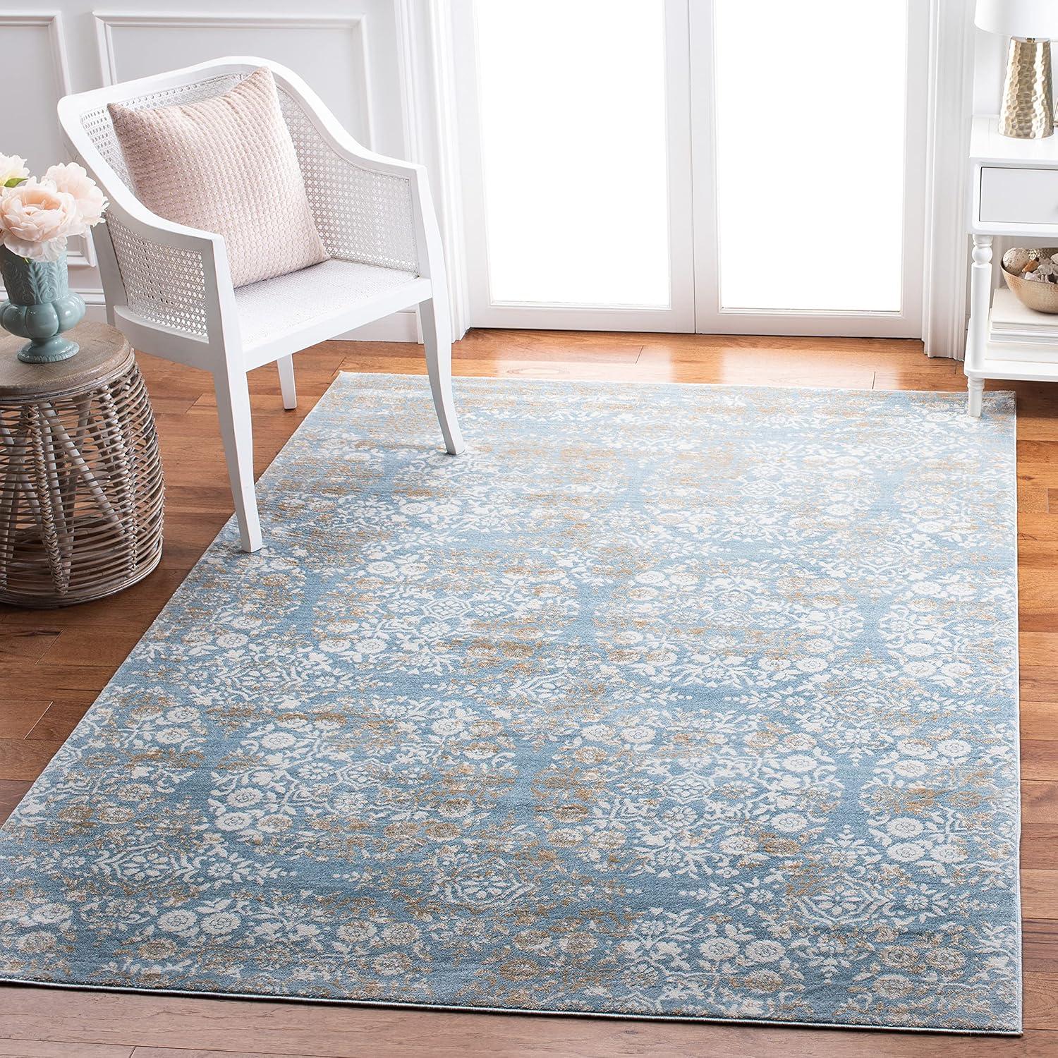 image:imageMartha Stewart x SAFAVIEH Area Rug Collection 53 x 77 Silver amp Ivory NonShedding amp Easy Cleaning Ideal for Living Room Bedroom Office Dining Space MSR0958GDenim BlueIvory