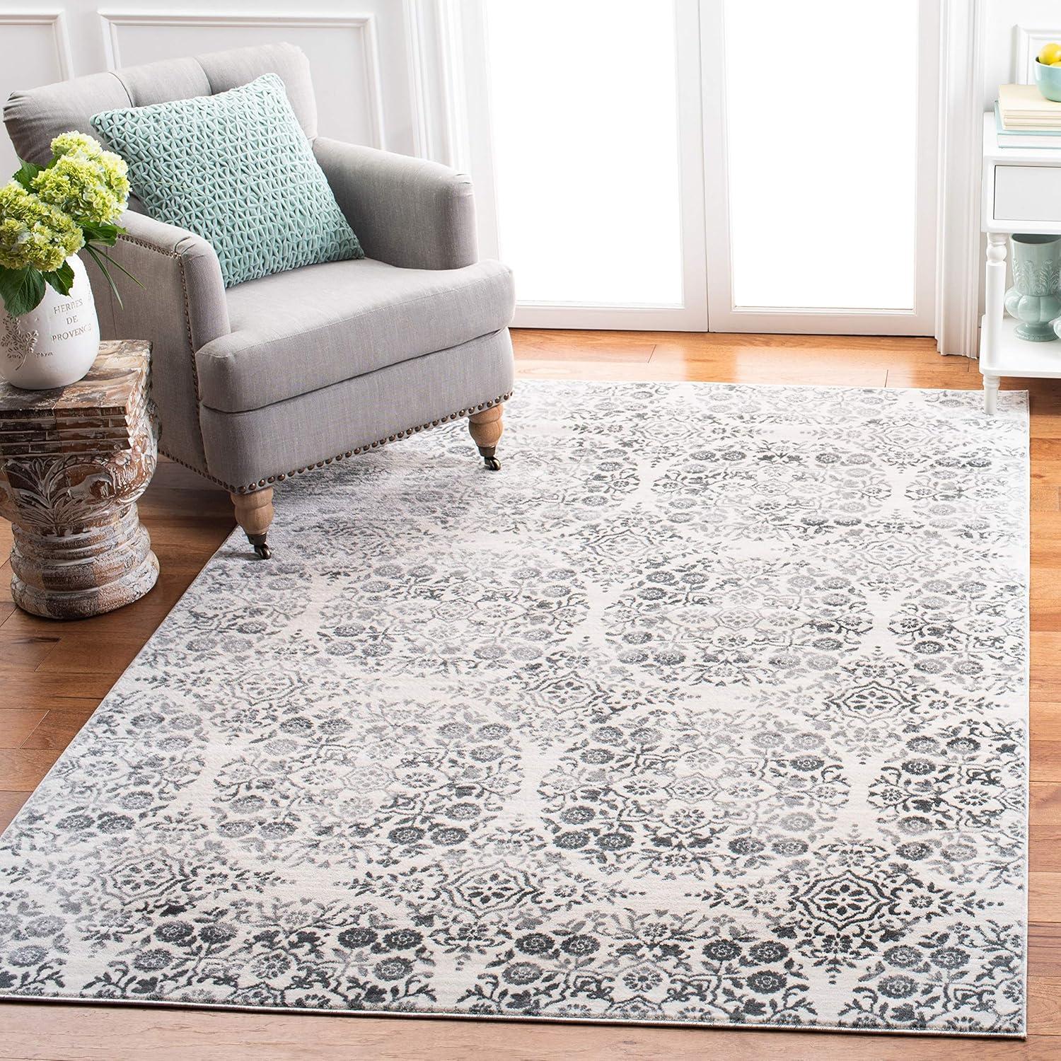 image:imageMartha Stewart x SAFAVIEH Area Rug Collection 53 x 77 Silver amp Ivory NonShedding amp Easy Cleaning Ideal for Living Room Bedroom Office Dining Space MSR0958GCharcoalIvory