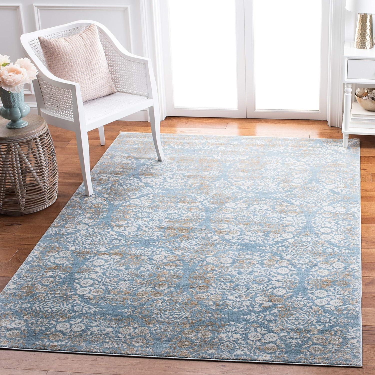 image:imageMartha Stewart x SAFAVIEH Area Rug Collection 53 x 77 Silver amp Ivory NonShedding amp Easy Cleaning Ideal for Living Room Bedroom Office Dining Space MSR0958GDenim BlueIvory