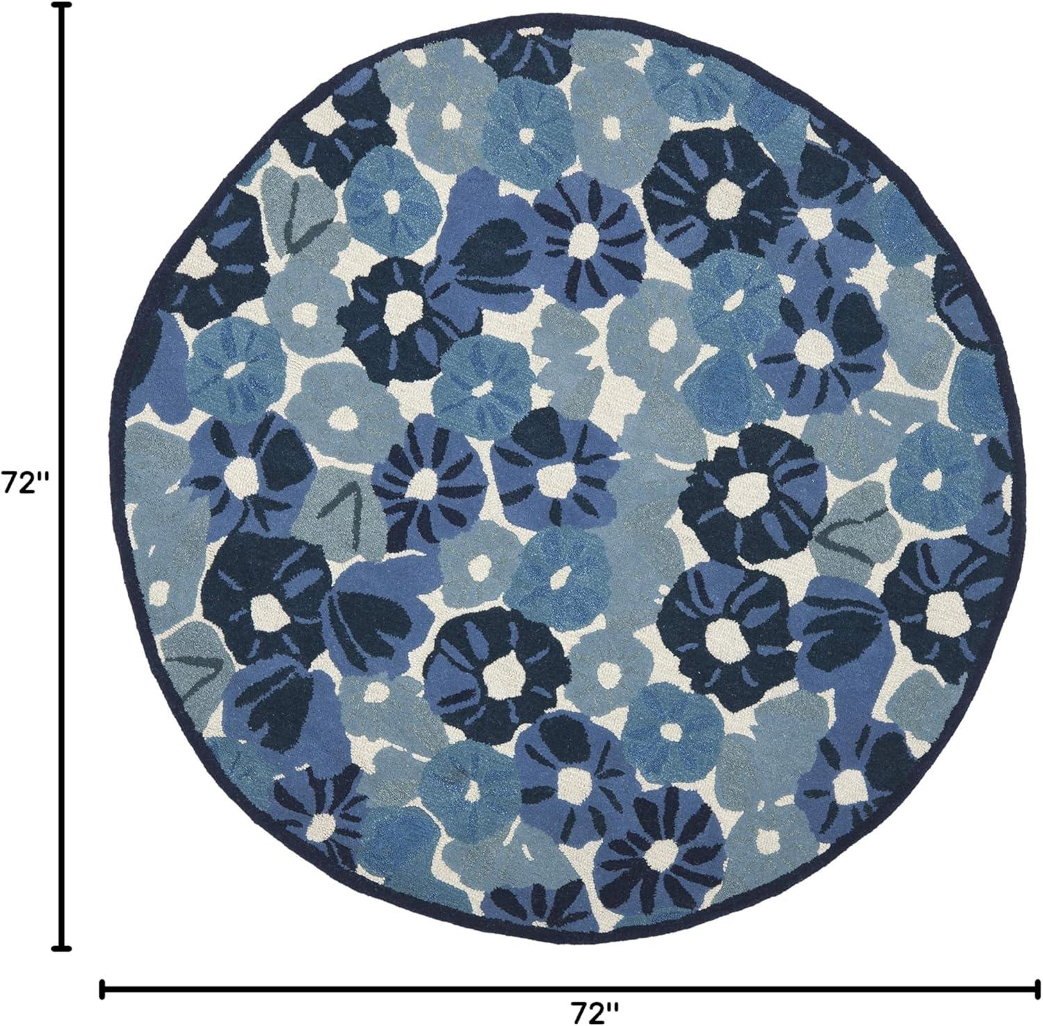 image:imageMartha Stewart x SAFAVIEH Area Rug Collection 6 Round Cornucopia Beige Handmade Wool amp Viscose Ideal for Living Room Bedroom Office Dining Space MSR3625CAzurite Blue