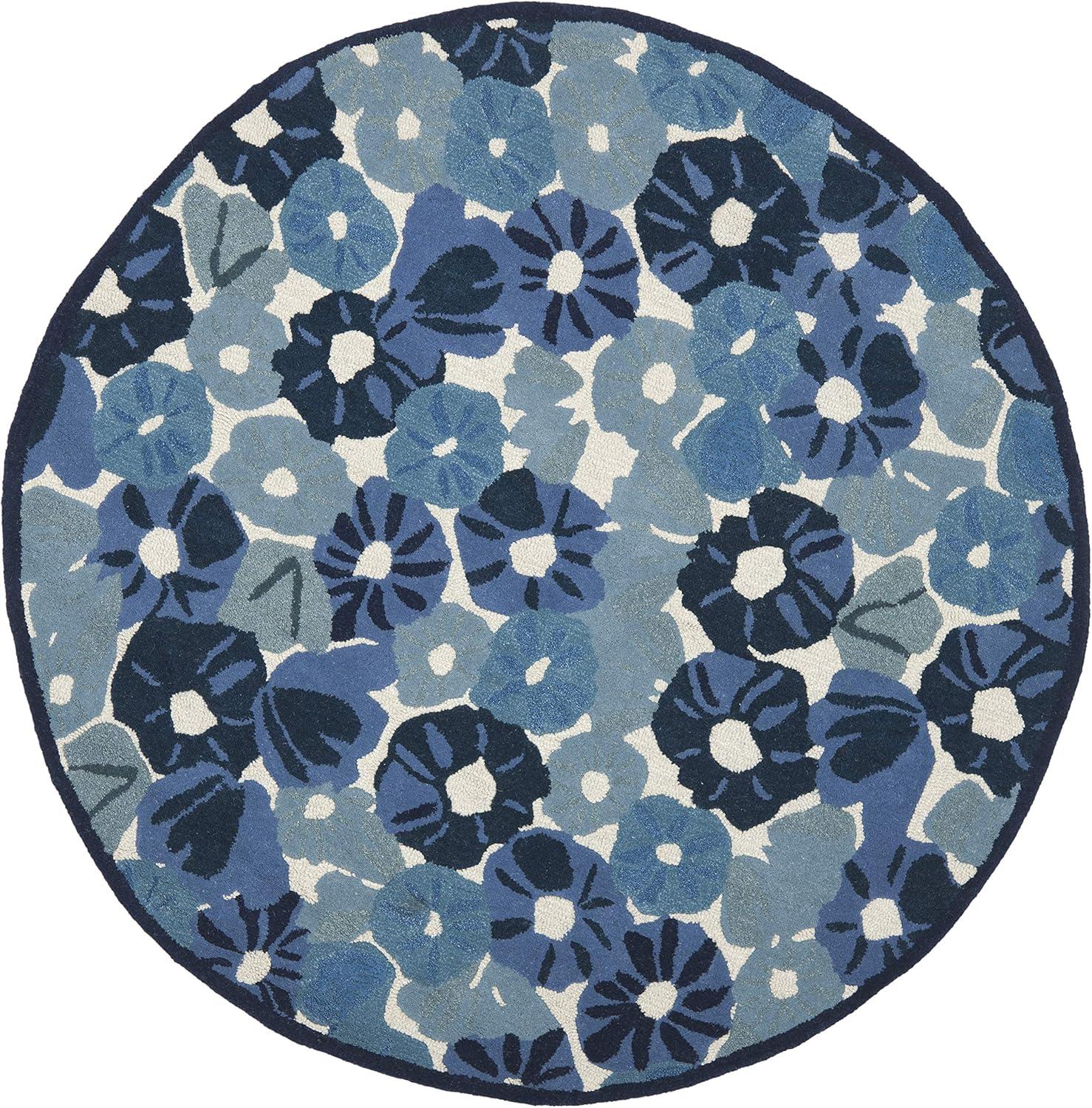 image:imageMartha Stewart x SAFAVIEH Area Rug Collection 6 Round Cornucopia Beige Handmade Wool amp Viscose Ideal for Living Room Bedroom Office Dining Space MSR3625CAzurite Blue