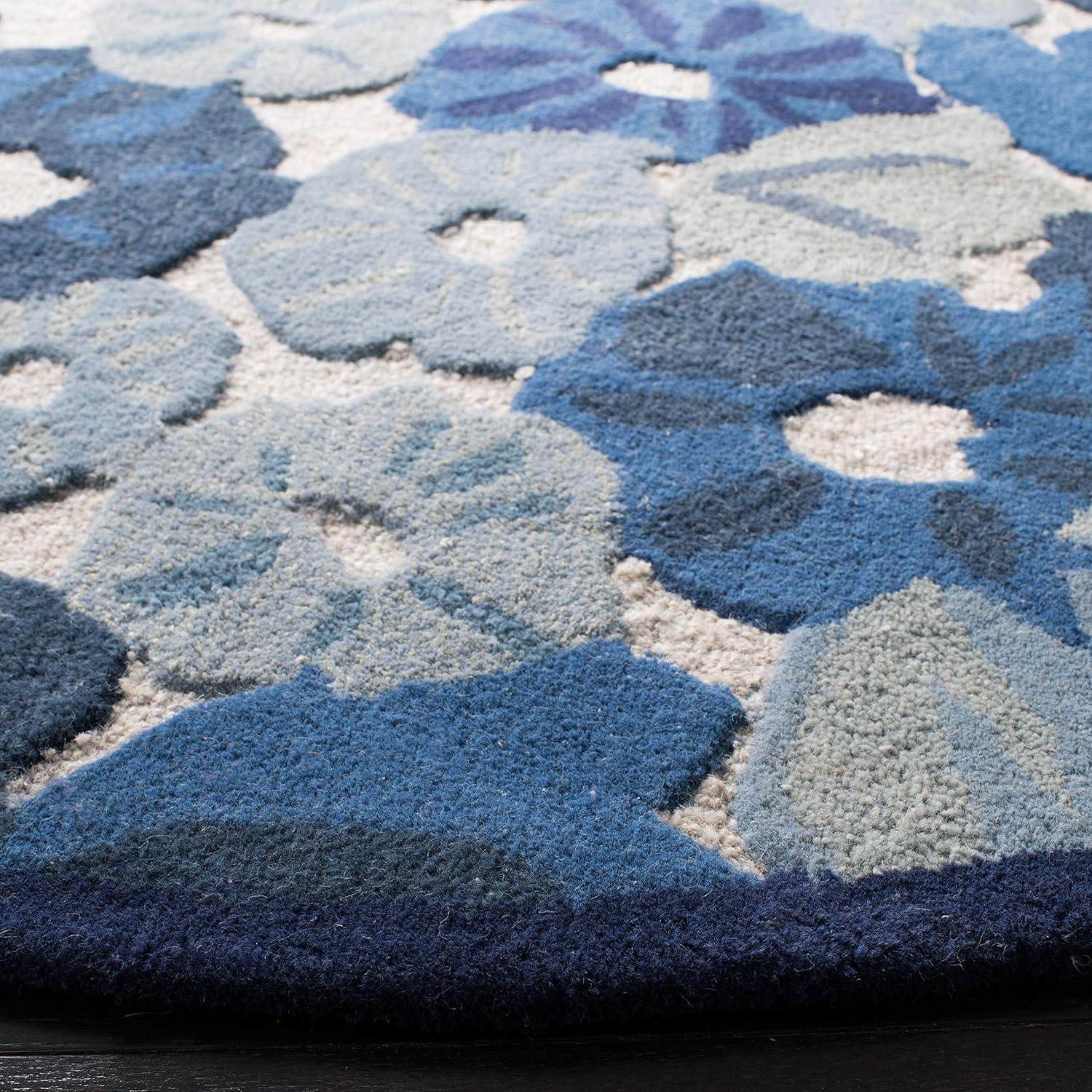 image:imageMartha Stewart x SAFAVIEH Area Rug Collection 6 Round Cornucopia Beige Handmade Wool amp Viscose Ideal for Living Room Bedroom Office Dining Space MSR3625CAzurite Blue