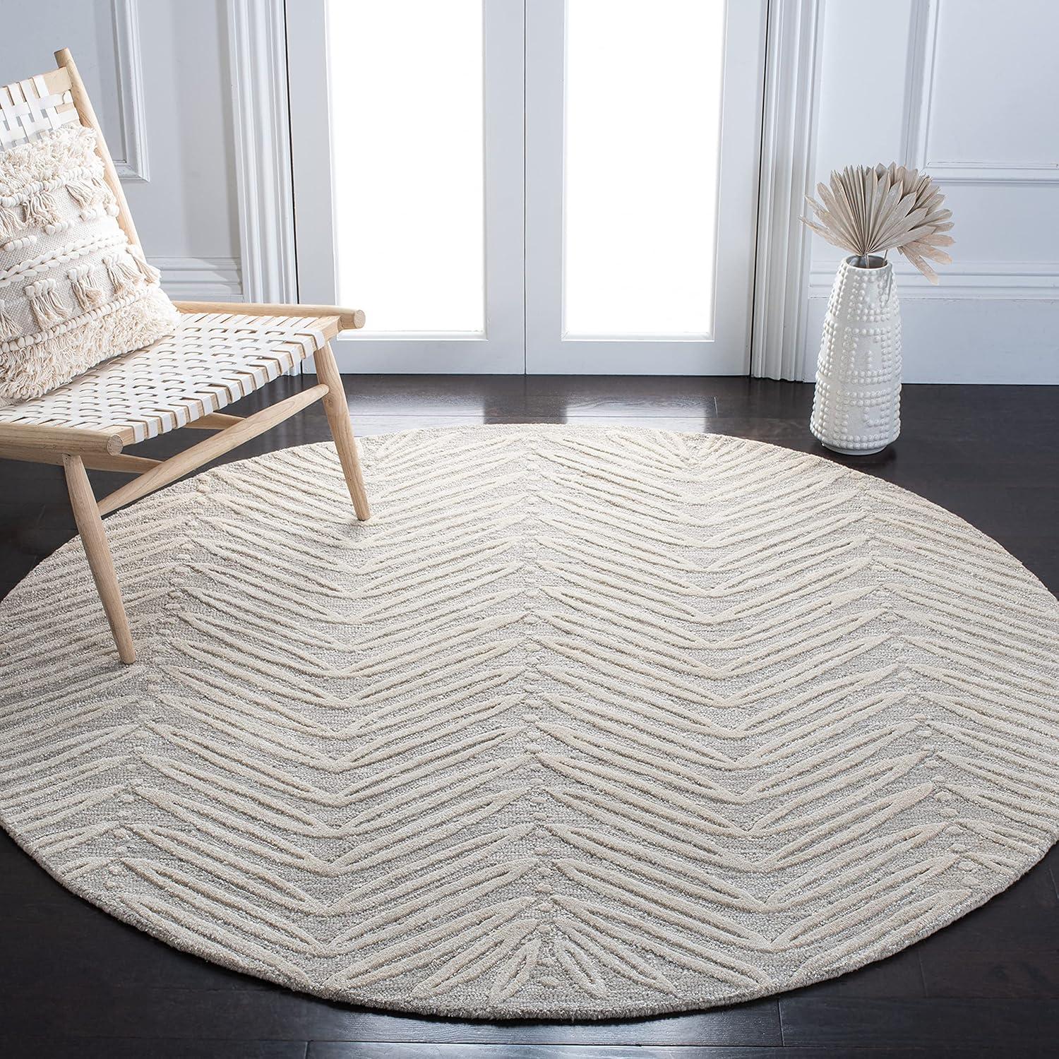 image:imageMartha Stewart x SAFAVIEH Area Rug Collection 6 Round Oolong Tea Green Handmade Wool amp Viscose Ideal for Living Room Bedroom Office Dining Space MSR3612BChamois Beige