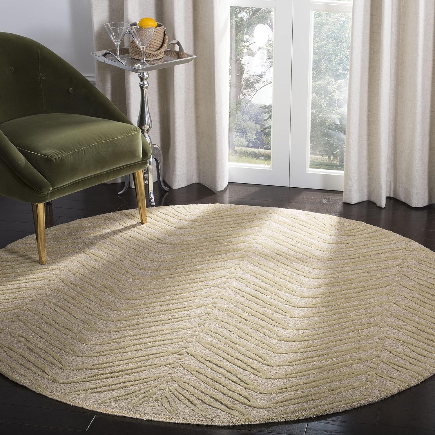 image:imageMartha Stewart x SAFAVIEH Area Rug Collection 6 Round Oolong Tea Green Handmade Wool amp Viscose Ideal for Living Room Bedroom Office Dining Space MSR3612BOolong Tea Green