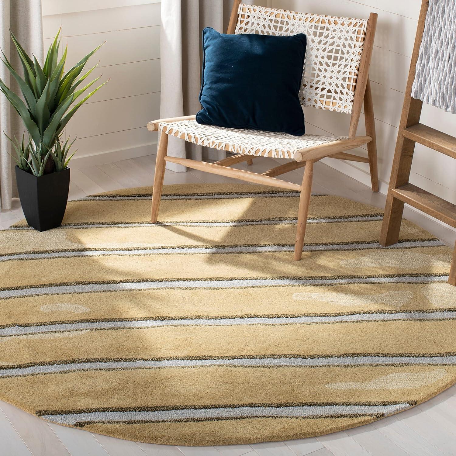 image:imageMartha Stewart x SAFAVIEH Area Rug Collection 6 Round Toffee Gold Handmade Wool amp Viscose Ideal for Living Room Bedroom Office Dining Space MSR3617BWheat Beige