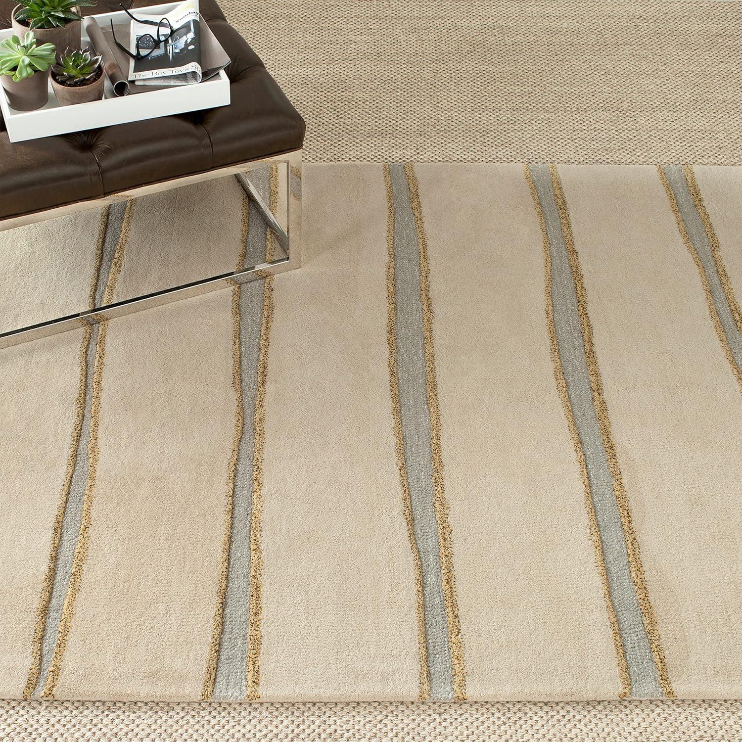 image:imageMartha Stewart x SAFAVIEH Area Rug Collection 6 Round Toffee Gold Handmade Wool amp Viscose Ideal for Living Room Bedroom Office Dining Space MSR3617BWheat Beige