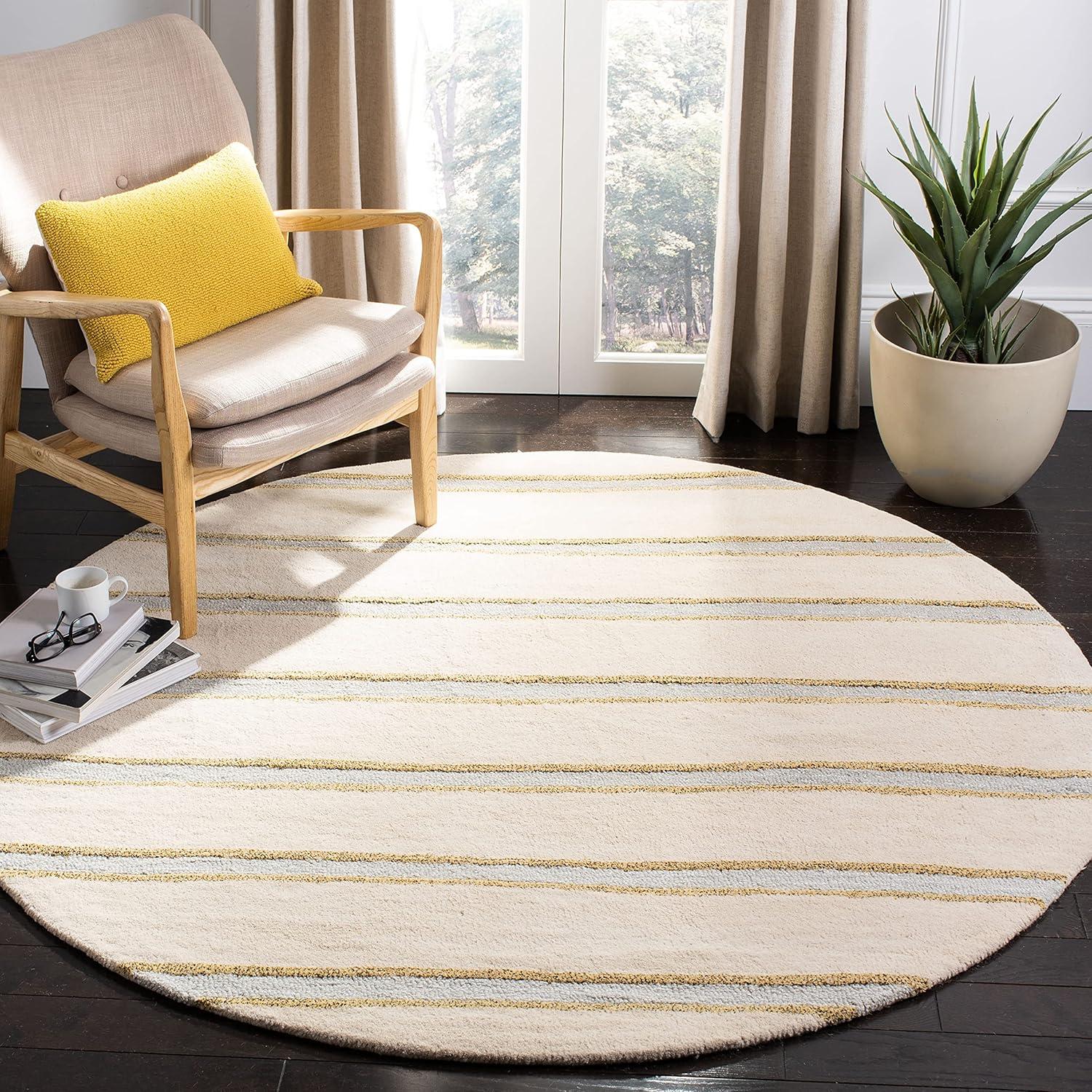 image:imageMartha Stewart x SAFAVIEH Area Rug Collection 6 Round Toffee Gold Handmade Wool amp Viscose Ideal for Living Room Bedroom Office Dining Space MSR3617BWheat Beige