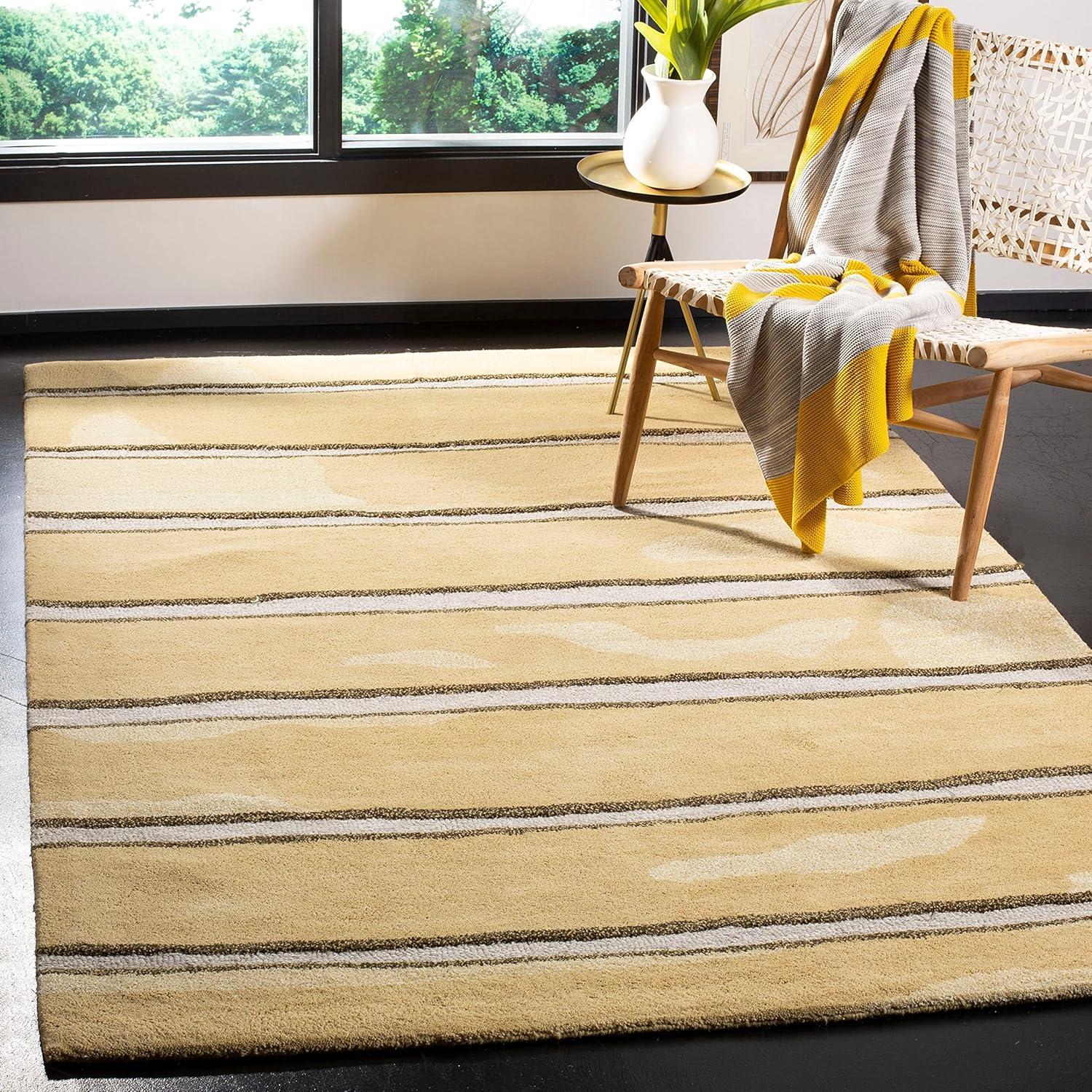 image:imageMartha Stewart x SAFAVIEH Area Rug Collection 6 Round Toffee Gold Handmade Wool amp Viscose Ideal for Living Room Bedroom Office Dining Space MSR3617BWheat Beige