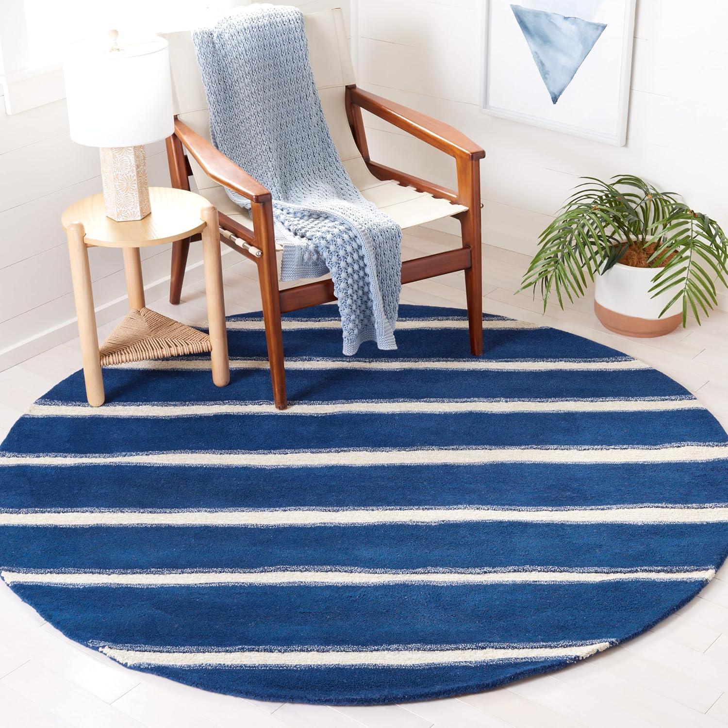 image:imageMartha Stewart x SAFAVIEH Area Rug Collection 6 Round Toffee Gold Handmade Wool amp Viscose Ideal for Living Room Bedroom Office Dining Space MSR3617BWrought IronNavy