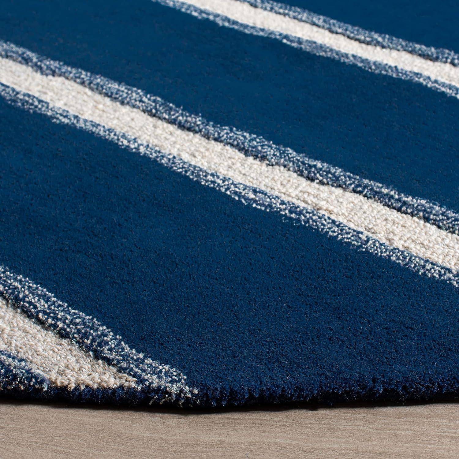 image:imageMartha Stewart x SAFAVIEH Area Rug Collection 6 Round Toffee Gold Handmade Wool amp Viscose Ideal for Living Room Bedroom Office Dining Space MSR3617BWrought IronNavy