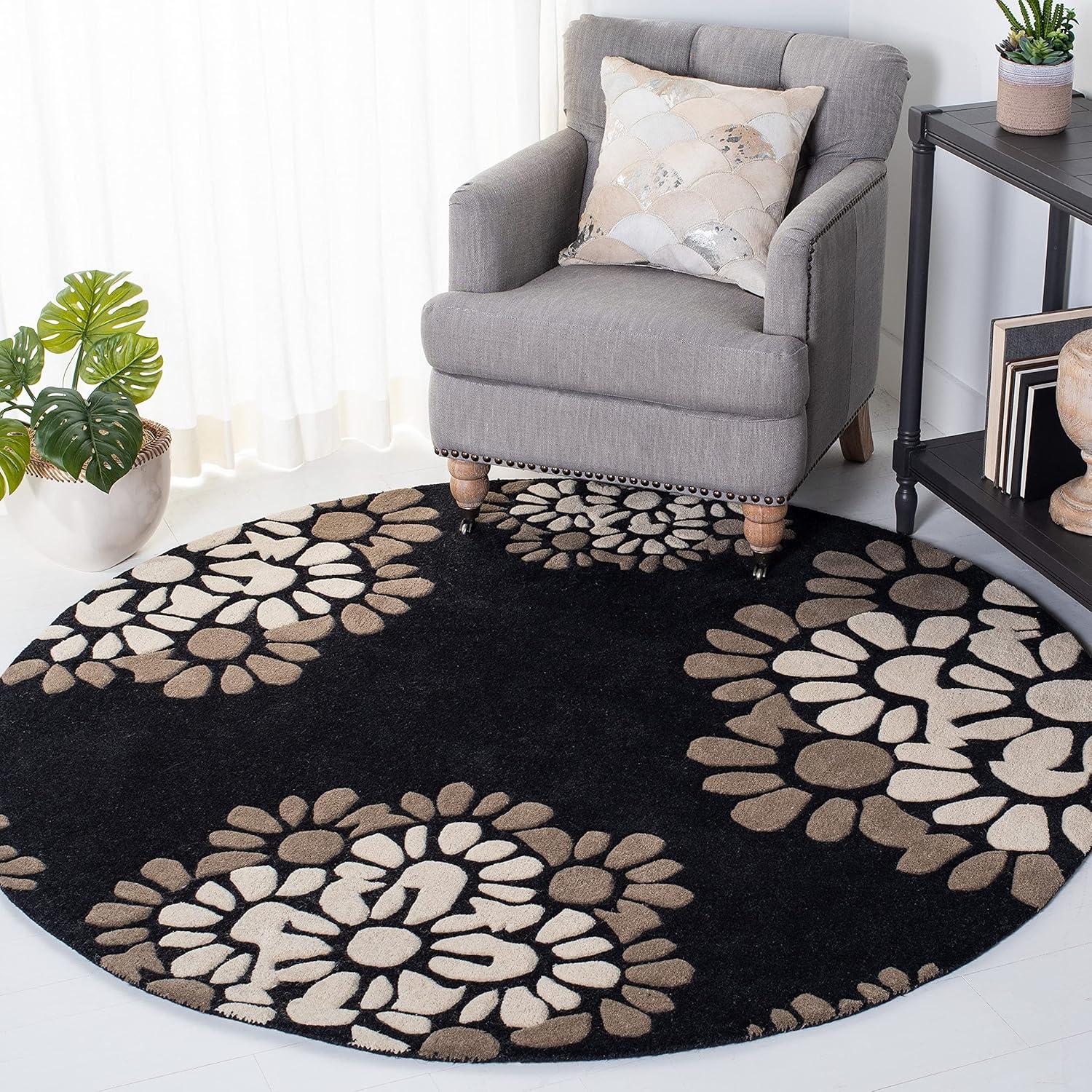 image:imageMartha Stewart x SAFAVIEH Area Rug Collection 8 Round Cement Handmade Wool Ideal for Living Room Bedroom Office Dining Space MSR4730BCement