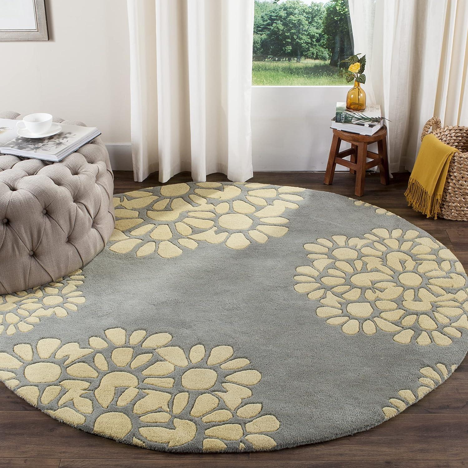 image:imageMartha Stewart x SAFAVIEH Area Rug Collection 8 Round Cement Handmade Wool Ideal for Living Room Bedroom Office Dining Space MSR4730BCement
