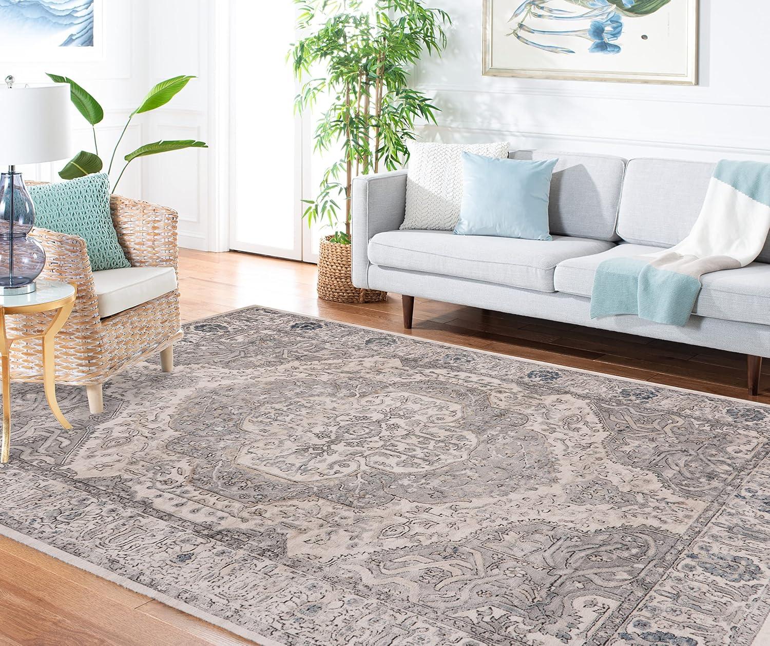 image:imageMartha Stewart x SAFAVIEH Area Rug Collection 8 x 10 Ivory amp Grey NonShedding amp Easy Cleaning Ideal for Living Room Bedroom Office Dining Space MSR867AIvoryGrey
