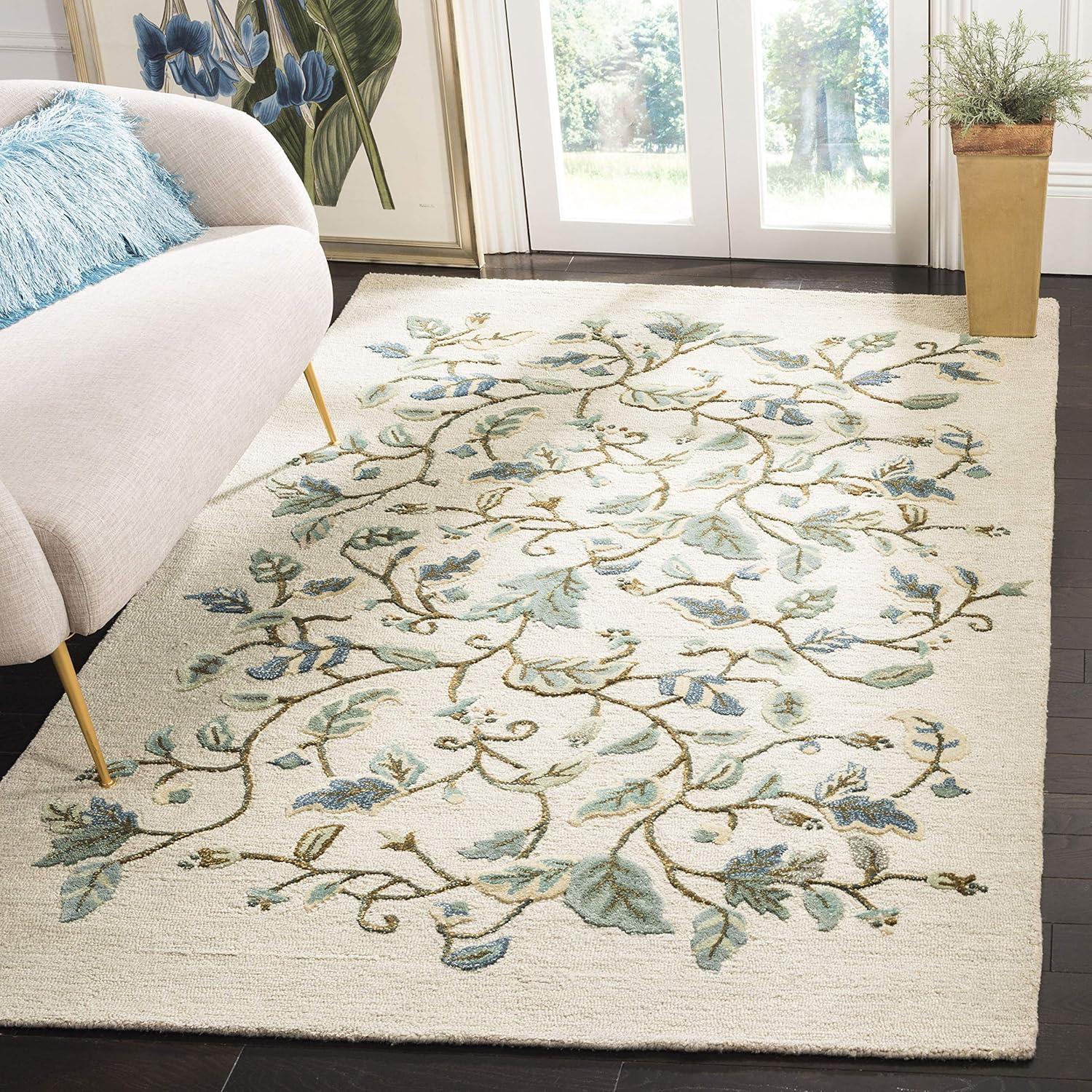 image:imageMartha Stewart x SAFAVIEH Area Rug Collection 8 x 10 Persimmon Red Handmade Wool amp Viscose Ideal for Living Room Bedroom Office Dining Space MSR3611AColonial Blue