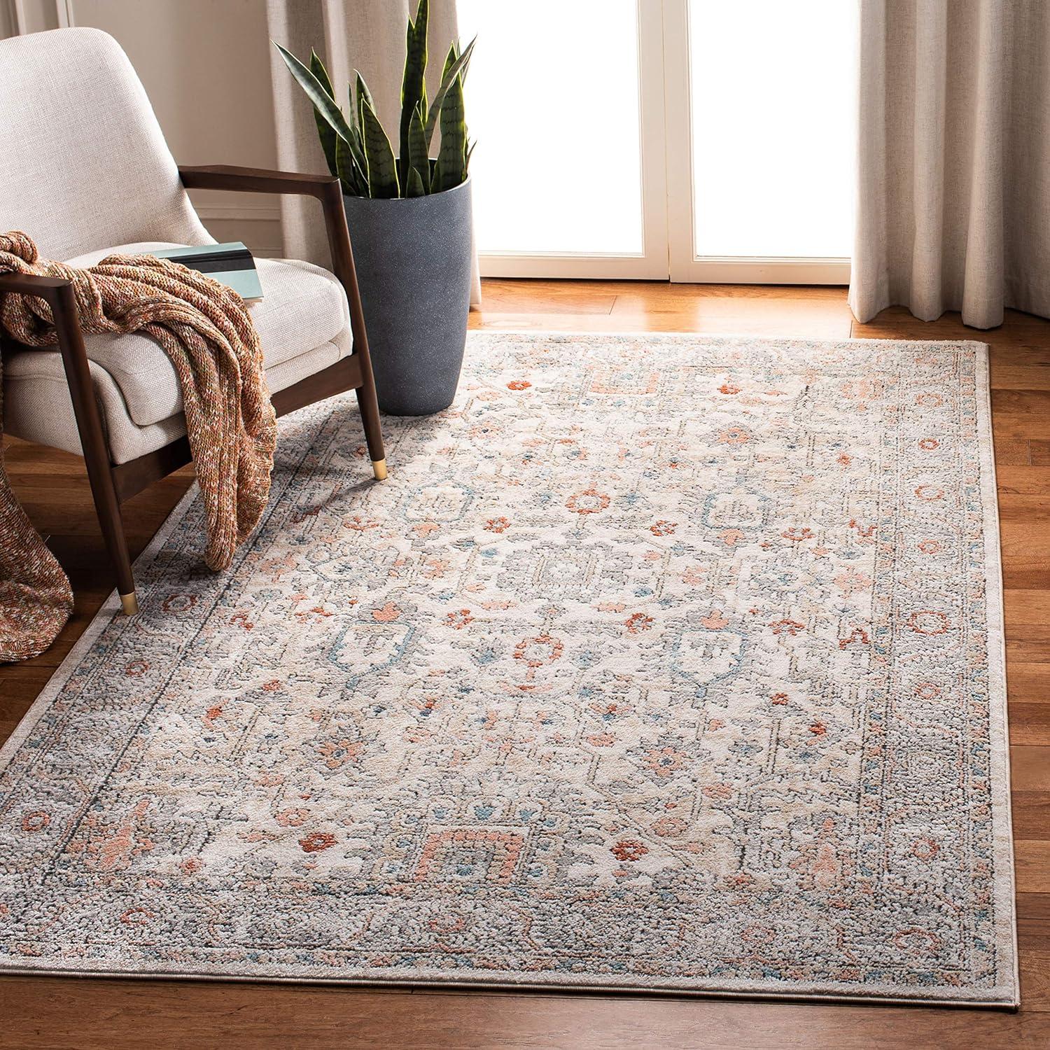 image:imageMartha Stewart x SAFAVIEH Area Rug Collection 9 x 12 Light Blue amp Ivory NonShedding amp Easy Cleaning Ideal for Living Room Bedroom Office Dining Space MSR877MGreyIvory