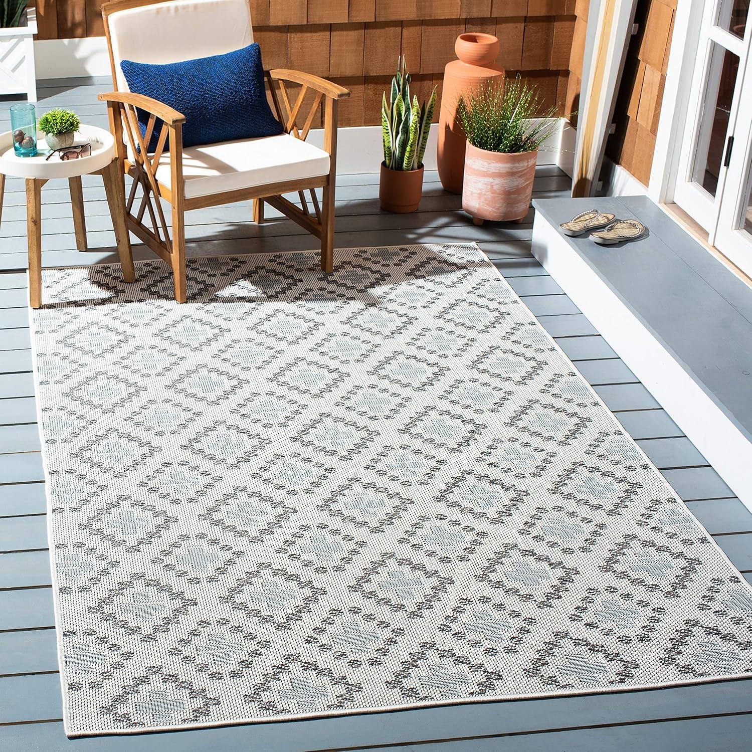 image:imageMartha Stewart x SAFAVIEH Outdoor Area Rug Collection 45 x 65 Ivory amp Grey Weather Resistant amp Washable Ideal for Patio Backyard Mudroom Deck Accent Space MSRO307FIvoryGrey