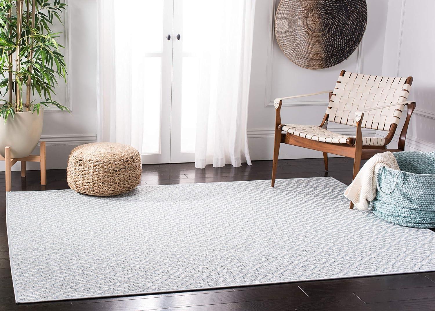 image:imageMartha Stewart x SAFAVIEH Outdoor Area Rug Collection 53 x 77 Aqua amp Cream Weather Resistant amp Washable Ideal for Patio Backyard Mudroom Deck Dining Space MSRO337JAquaCream