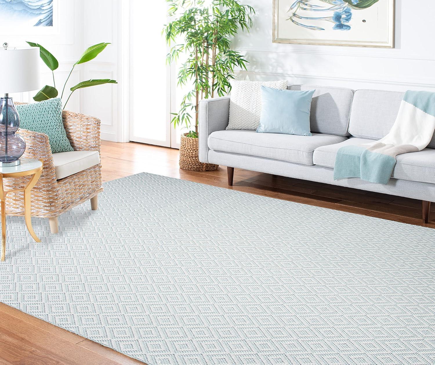 image:imageMartha Stewart x SAFAVIEH Outdoor Area Rug Collection 53 x 77 Aqua amp Cream Weather Resistant amp Washable Ideal for Patio Backyard Mudroom Deck Dining Space MSRO337JAquaCream