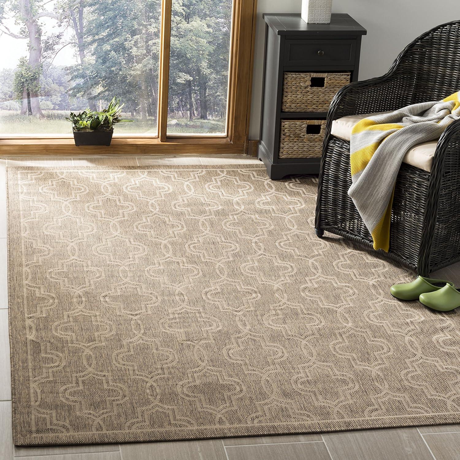 image:imageMartha Stewart x SAFAVIEH Outdoor Area Rug Collection 53 x 77 Blue amp Beige Weather Resistant amp Washable Ideal for Patio Backyard Mudroom Deck Dining Space MSR4274243BrownBeige