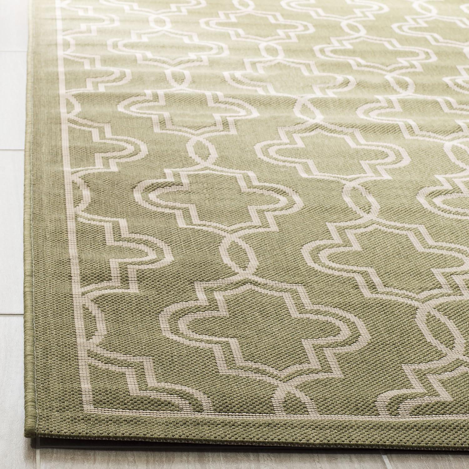 image:imageMartha Stewart x SAFAVIEH Outdoor Area Rug Collection 53 x 77 Blue amp Beige Weather Resistant amp Washable Ideal for Patio Backyard Mudroom Deck Dining Space MSR4274243GreenBeige