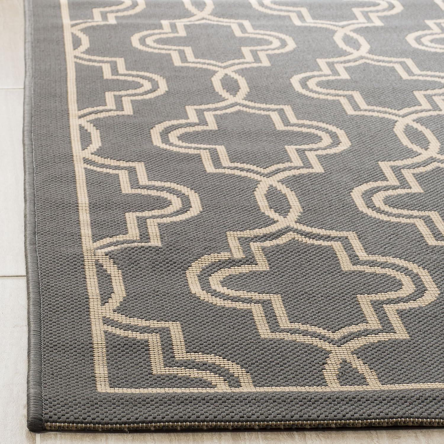 image:imageMartha Stewart x SAFAVIEH Outdoor Area Rug Collection 53 x 77 Blue amp Beige Weather Resistant amp Washable Ideal for Patio Backyard Mudroom Deck Dining Space MSR4274243AnthraciteBeige
