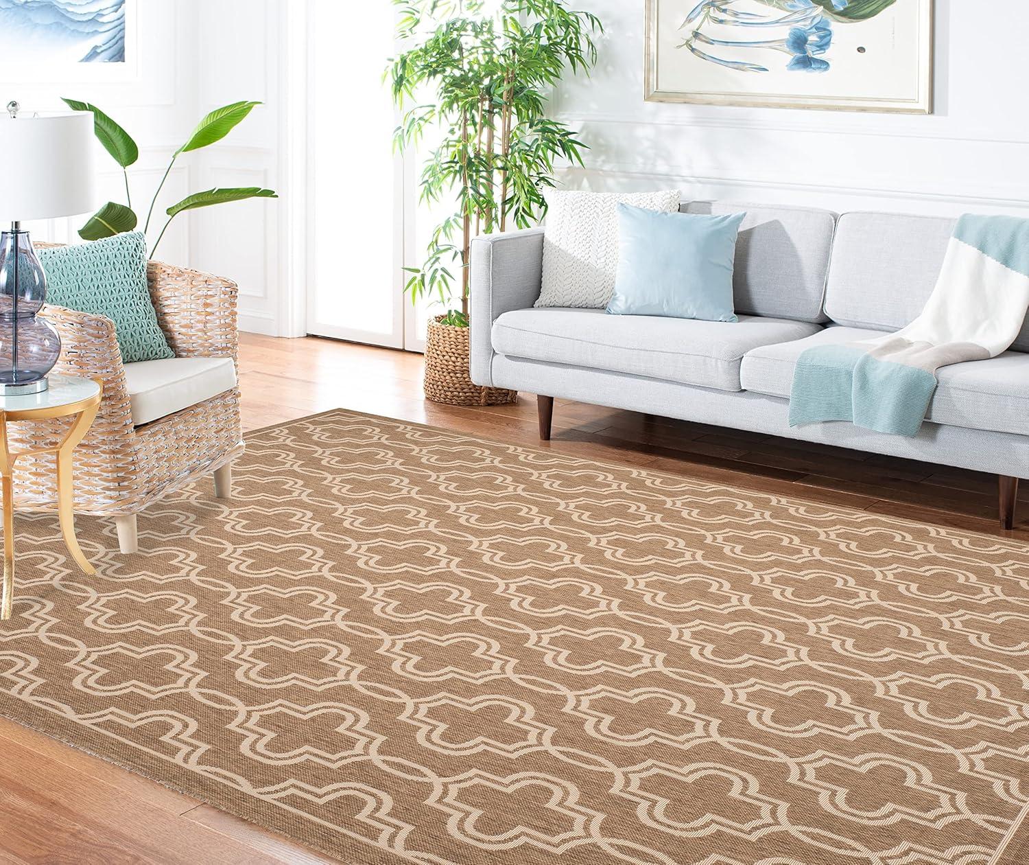 image:imageMartha Stewart x SAFAVIEH Outdoor Area Rug Collection 53 x 77 Blue amp Beige Weather Resistant amp Washable Ideal for Patio Backyard Mudroom Deck Dining Space MSR4274243BrownBeige