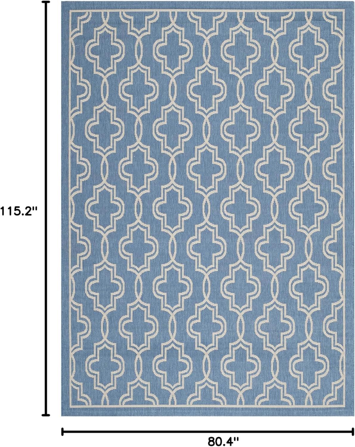 image:imageMartha Stewart x SAFAVIEH Outdoor Area Rug Collection 53 x 77 Blue amp Beige Weather Resistant amp Washable Ideal for Patio Backyard Mudroom Deck Dining Space MSR4274243BlueBeige