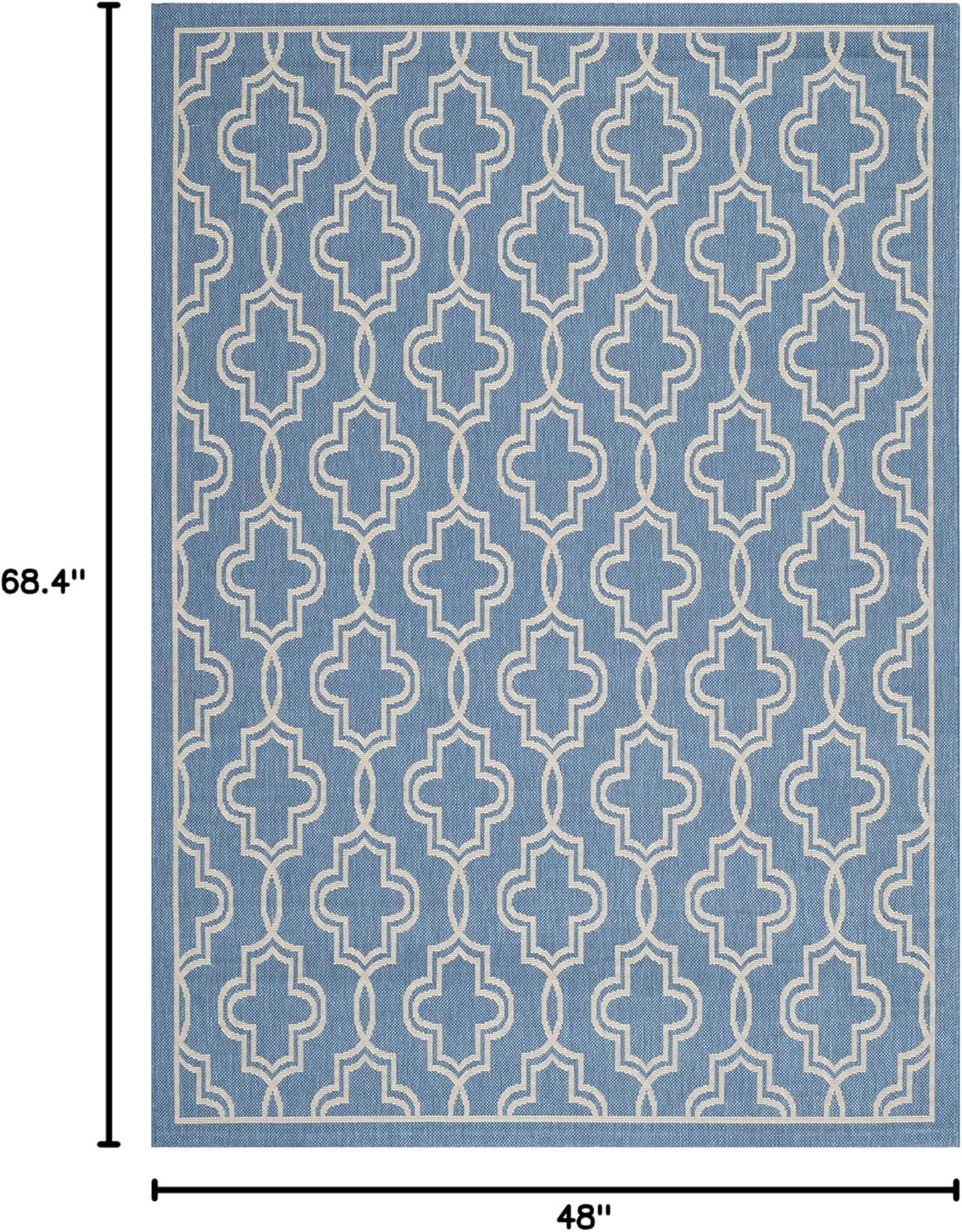 image:imageMartha Stewart x SAFAVIEH Outdoor Area Rug Collection 53 x 77 Blue amp Beige Weather Resistant amp Washable Ideal for Patio Backyard Mudroom Deck Dining Space MSR4274243BlueBeige