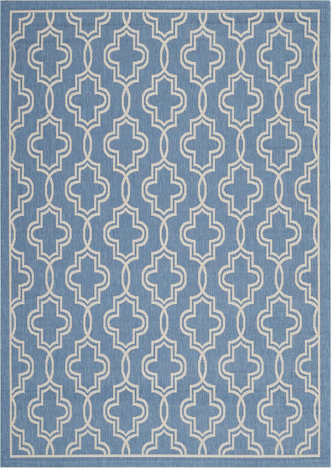 image:imageMartha Stewart x SAFAVIEH Outdoor Area Rug Collection 53 x 77 Blue amp Beige Weather Resistant amp Washable Ideal for Patio Backyard Mudroom Deck Dining Space MSR4274243BlueBeige