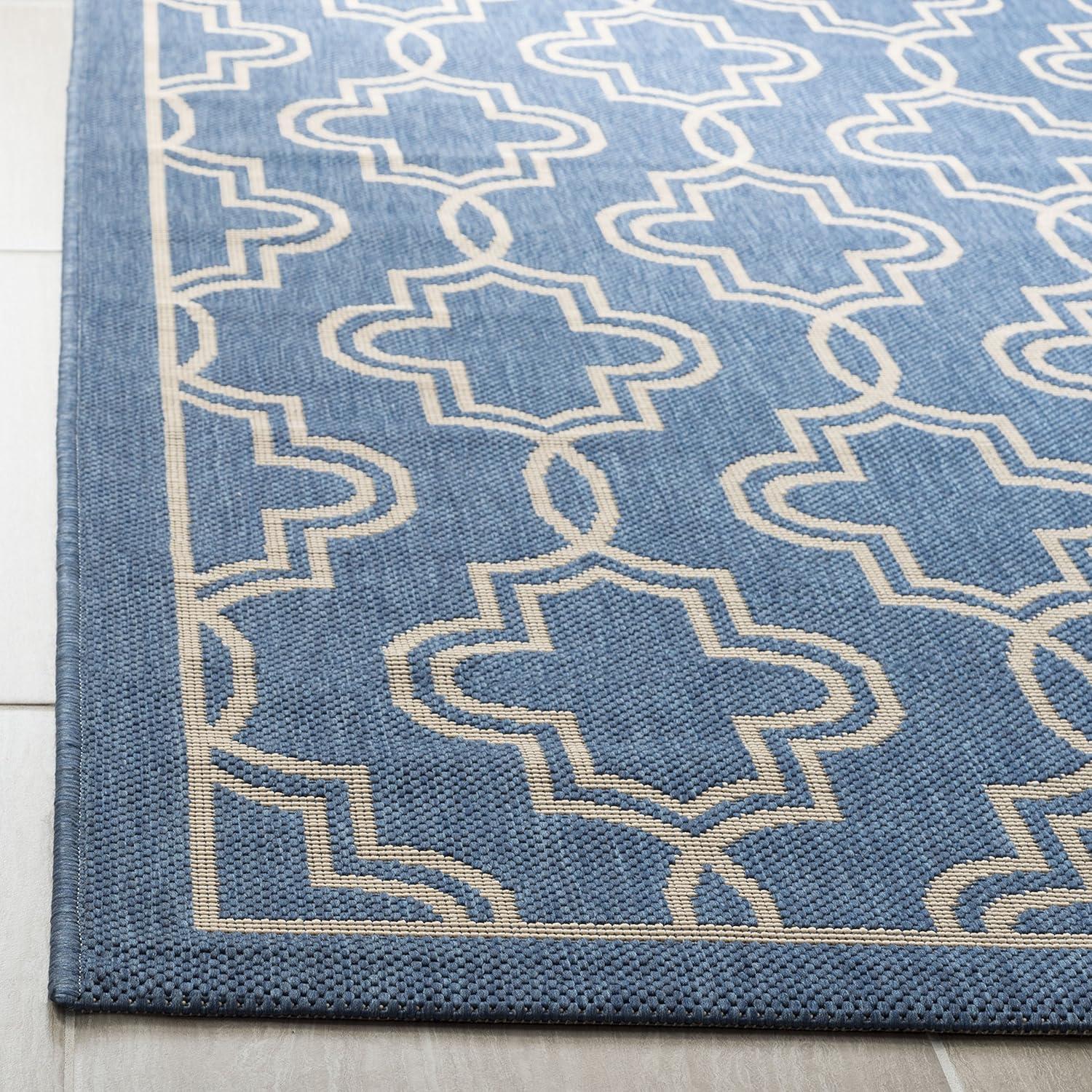 image:imageMartha Stewart x SAFAVIEH Outdoor Area Rug Collection 53 x 77 Blue amp Beige Weather Resistant amp Washable Ideal for Patio Backyard Mudroom Deck Dining Space MSR4274243BlueBeige