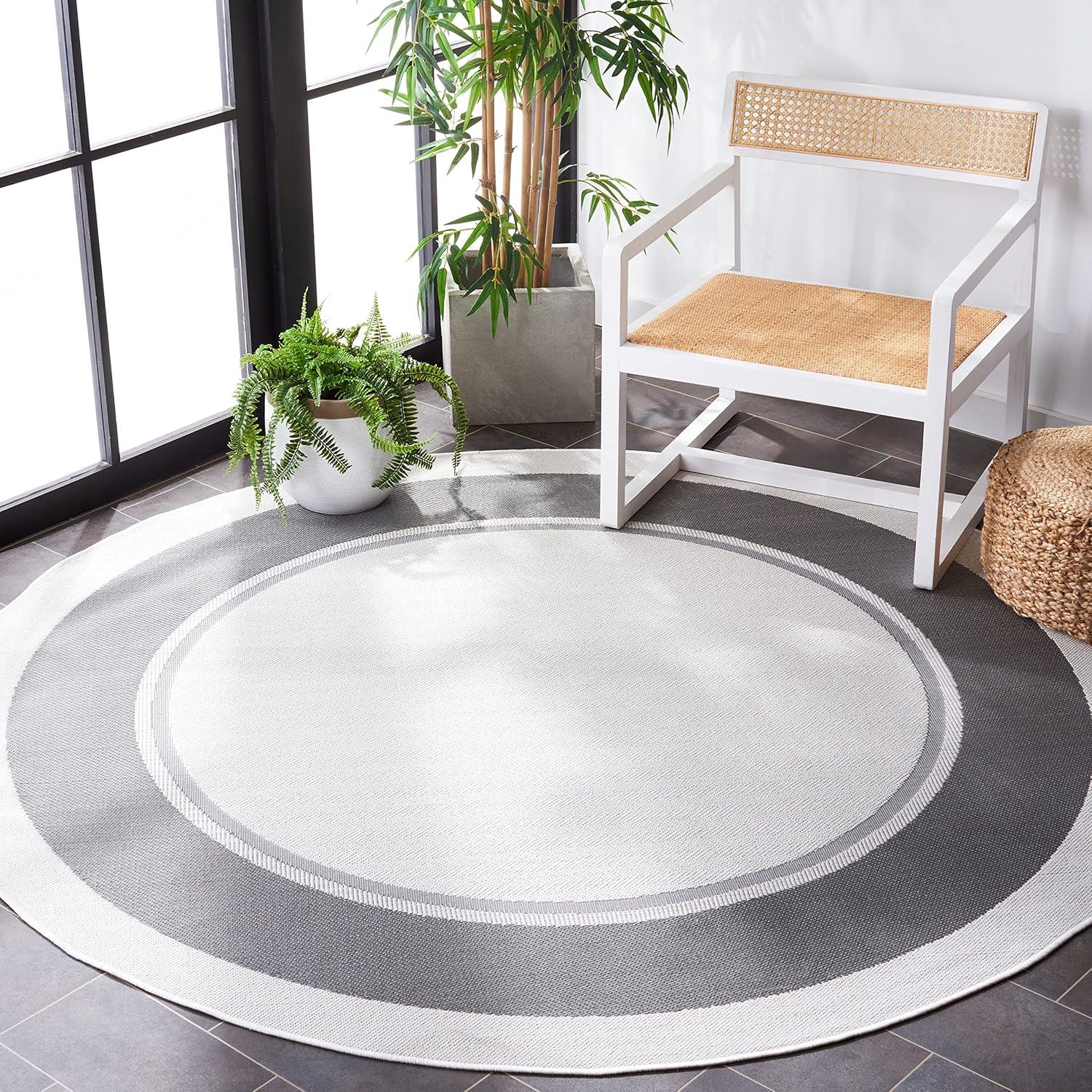 image:imageMartha Stewart x SAFAVIEH Outdoor Area Rug Collection 55 x 77 Ivory amp Beige Weather Resistant amp Washable Ideal for Patio Backyard Mudroom Deck Dining Space MSRO317BIvoryGrey
