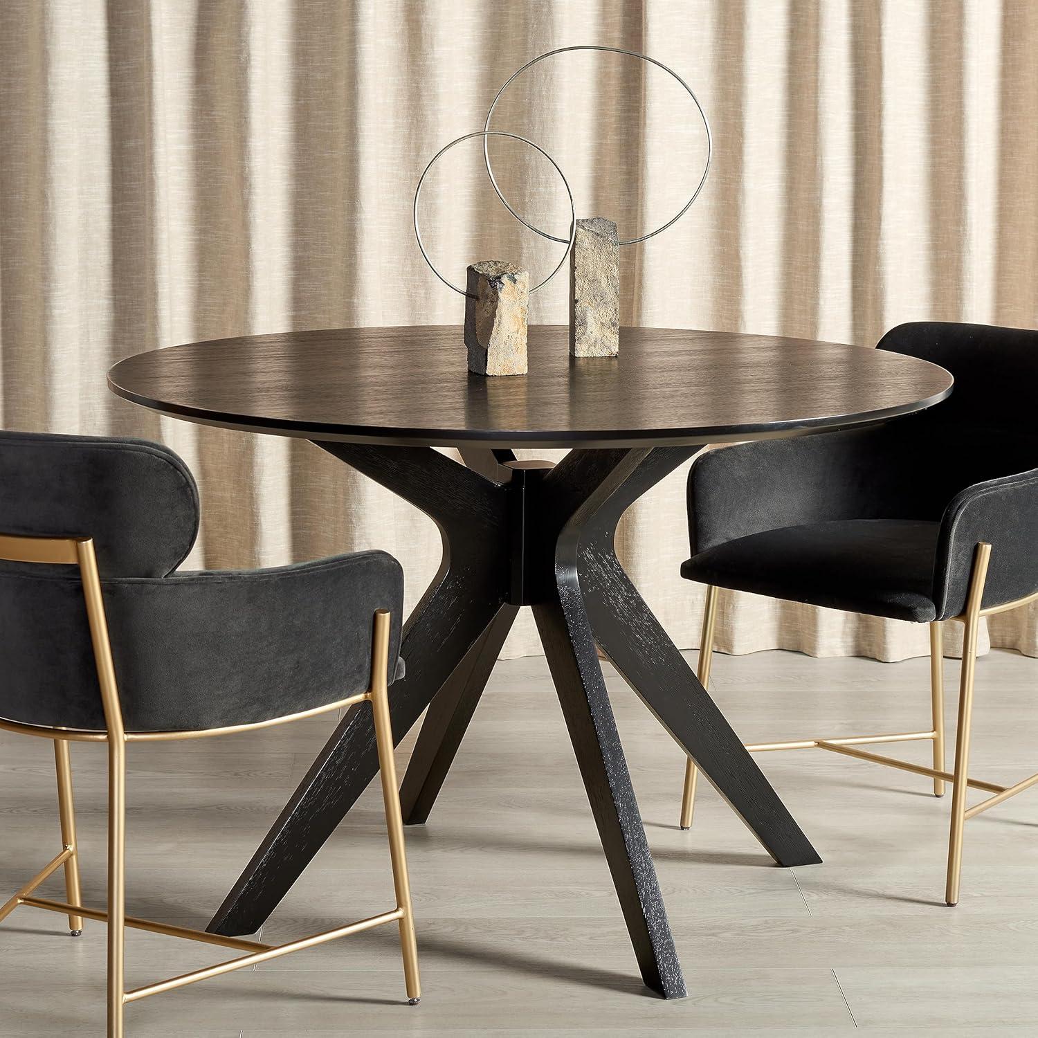 image:imageSAFAVIEH Couture Collection Carolee Black 46Inch Round Dining Table Farmhouse Dining Table for Kitchen or Dining Room Seats Up to 4 SFV2134BBlack