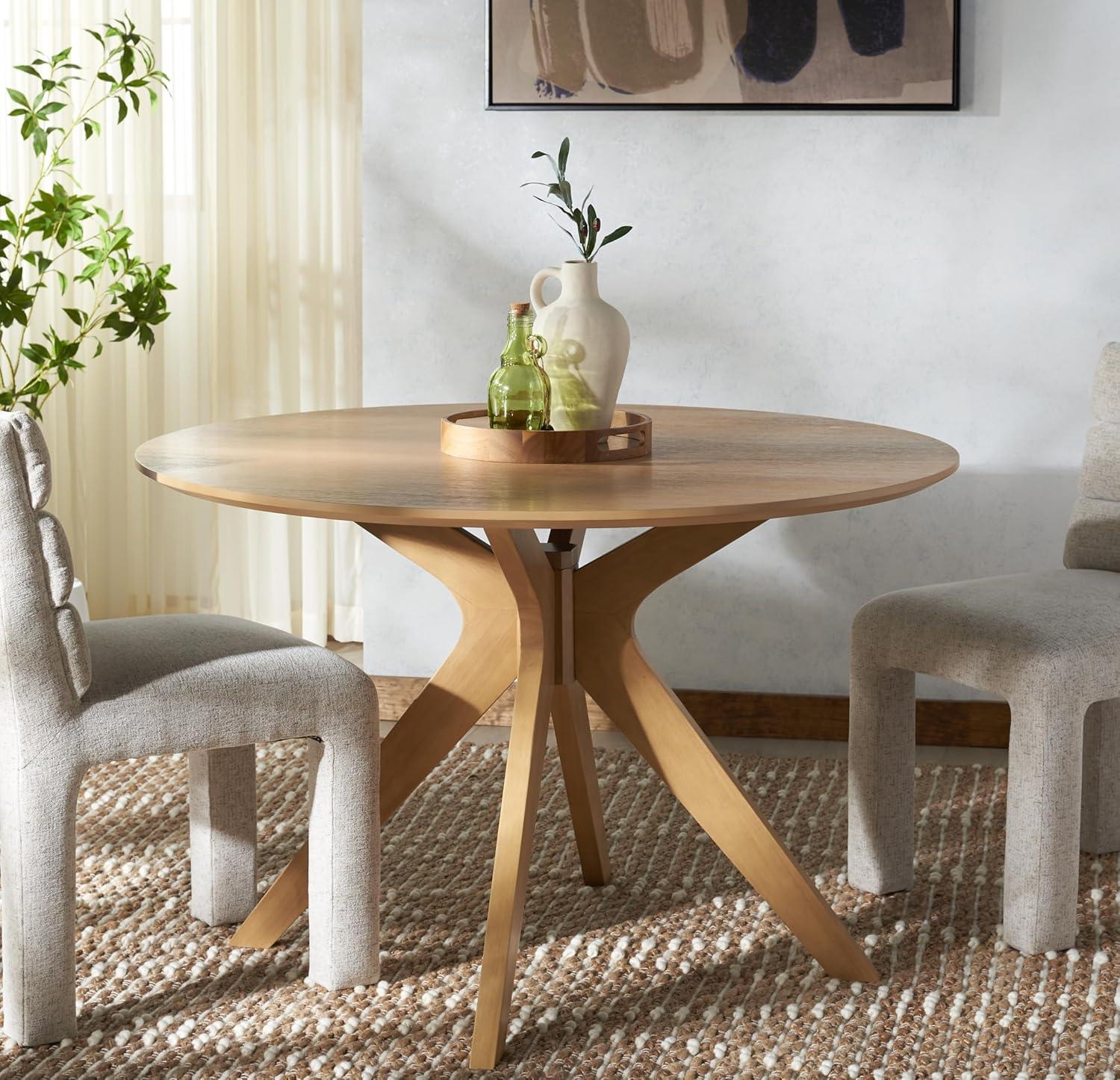 image:imageSAFAVIEH Couture Collection Carolee Black 46Inch Round Dining Table Farmhouse Dining Table for Kitchen or Dining Room Seats Up to 4 SFV2134BNatural