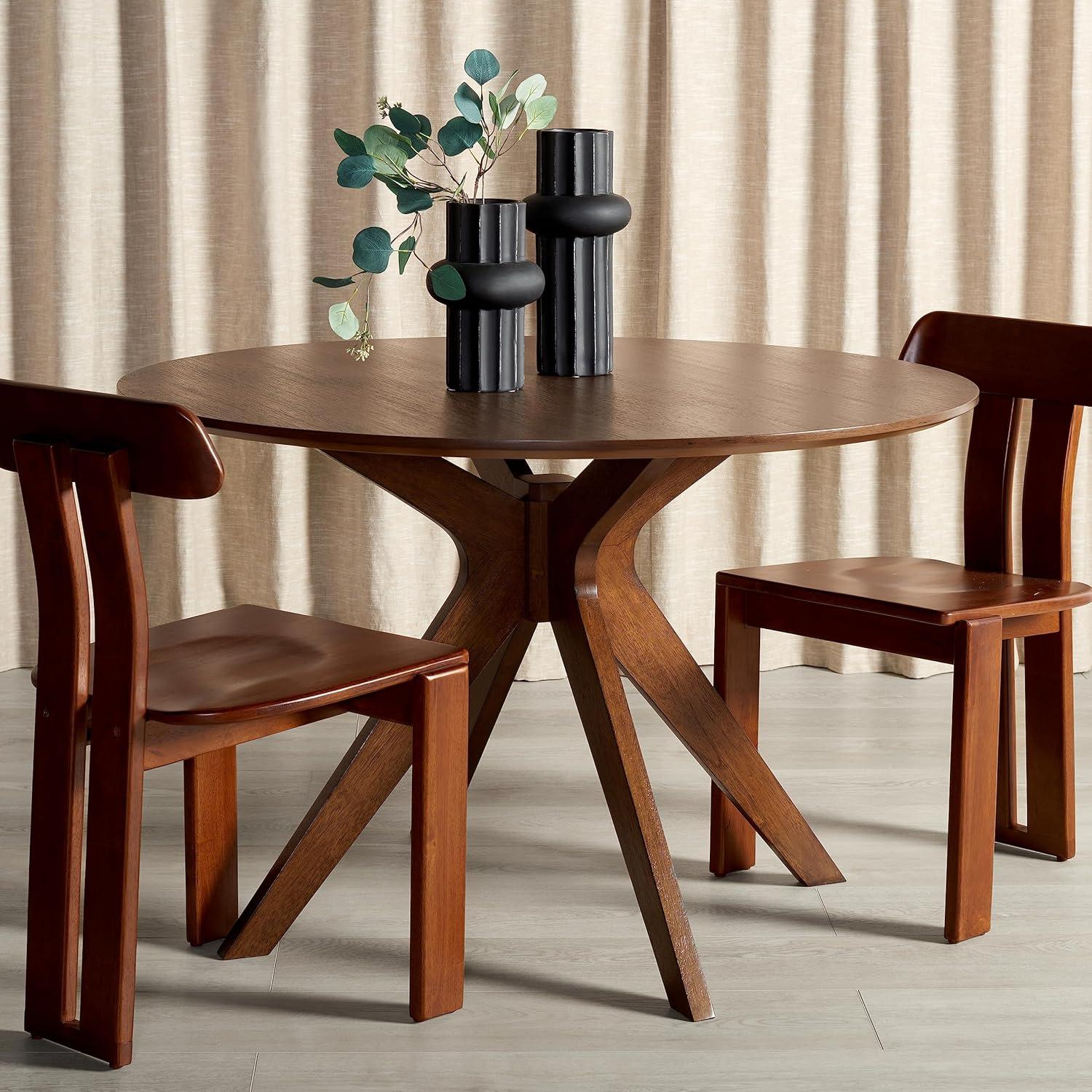 image:imageSAFAVIEH Couture Collection Carolee Black 46Inch Round Dining Table Farmhouse Dining Table for Kitchen or Dining Room Seats Up to 4 SFV2134BWalnut