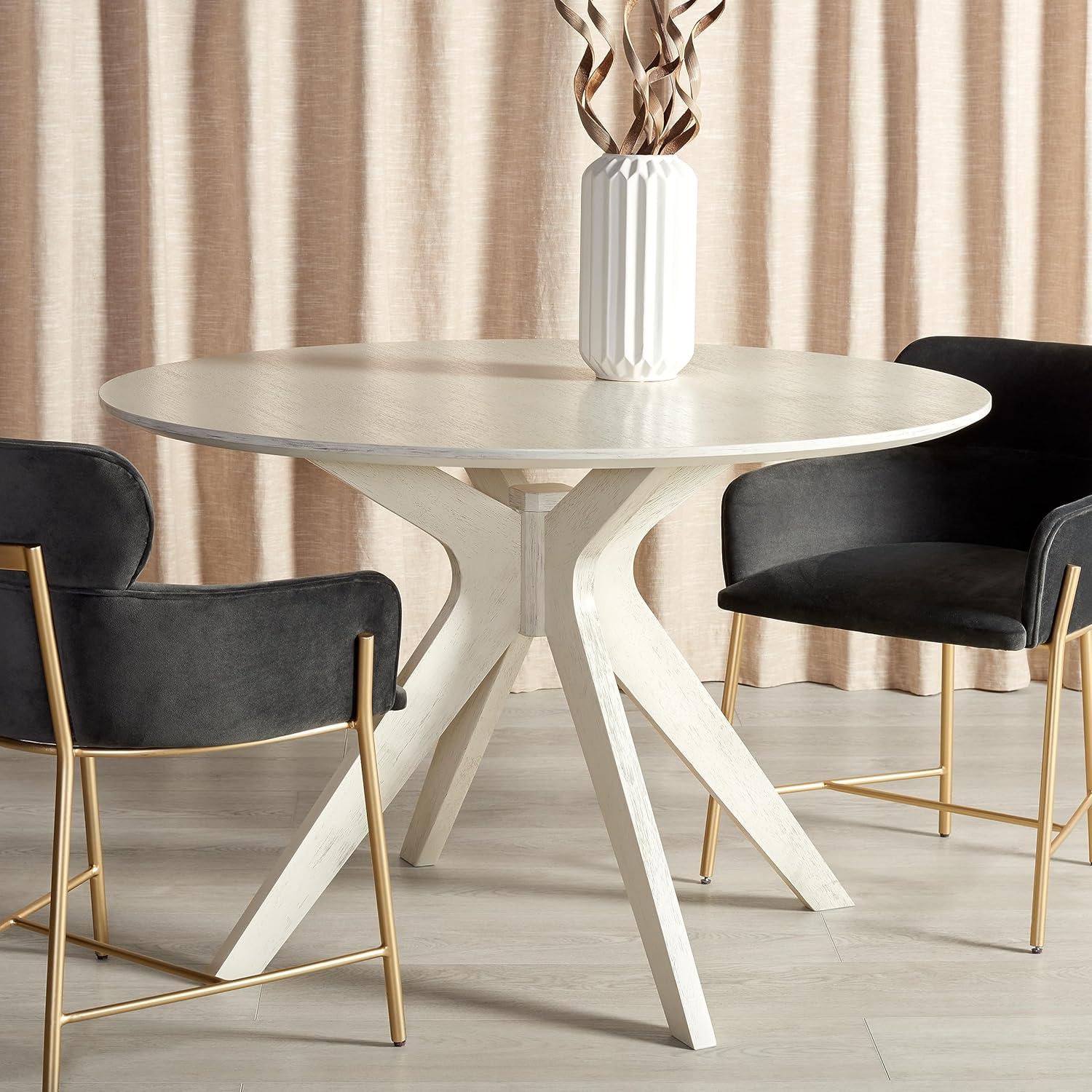 image:imageSAFAVIEH Couture Collection Carolee Black 46Inch Round Dining Table Farmhouse Dining Table for Kitchen or Dining Room Seats Up to 4 SFV2134BWhite Washed