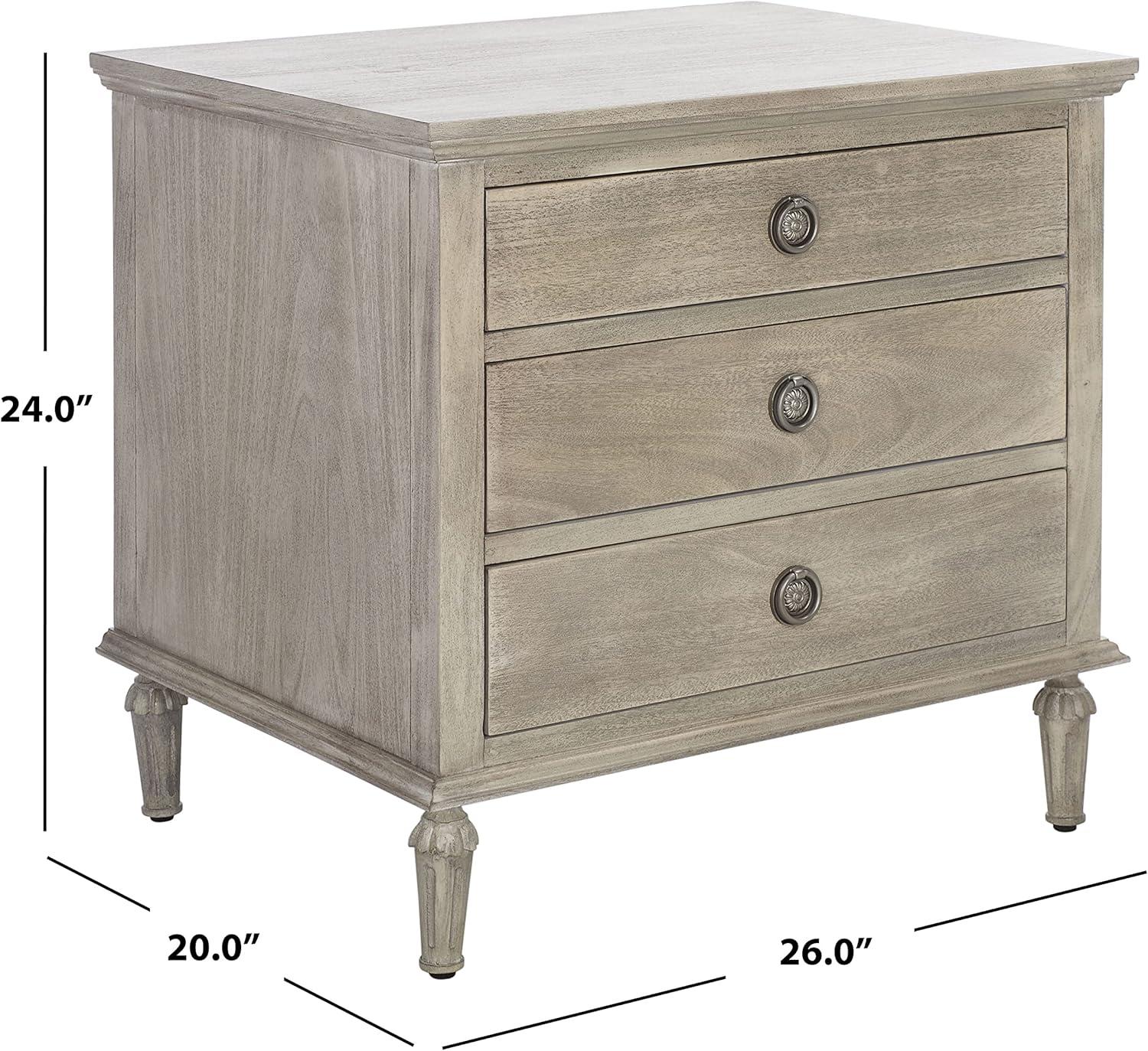 image:imageSAFAVIEH Couture Collection Lisabet Light Oak 3Drawer Wood Nightstand Fully Assembled Bedroom Storage with Metal Drawer Glides SFV7705DLight Grey