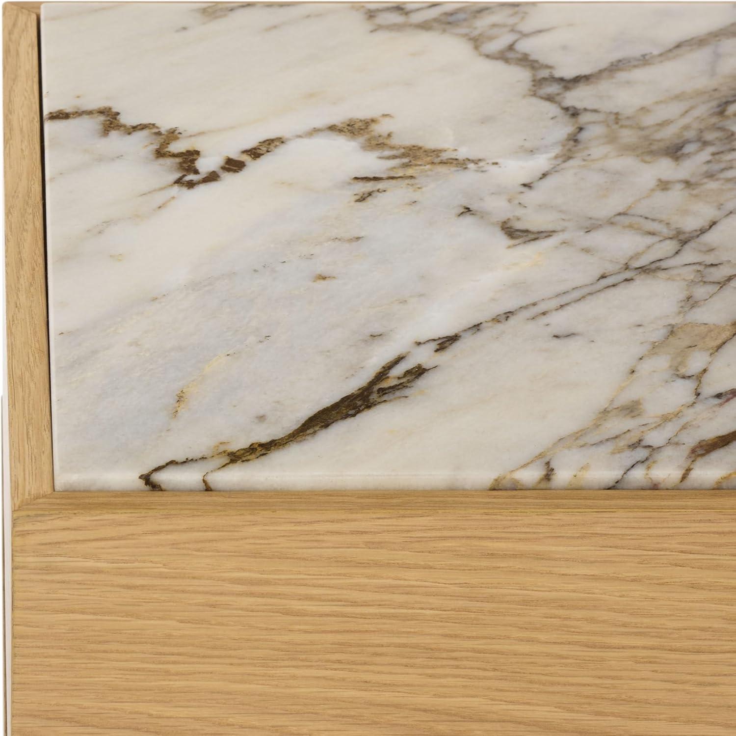 image:imageSAFAVIEH Couture Collection Shayrina Walnut amp Dark Brown Marble Accent Table Sculptural Wood Base Side Table SFV9765BNaturalWhite