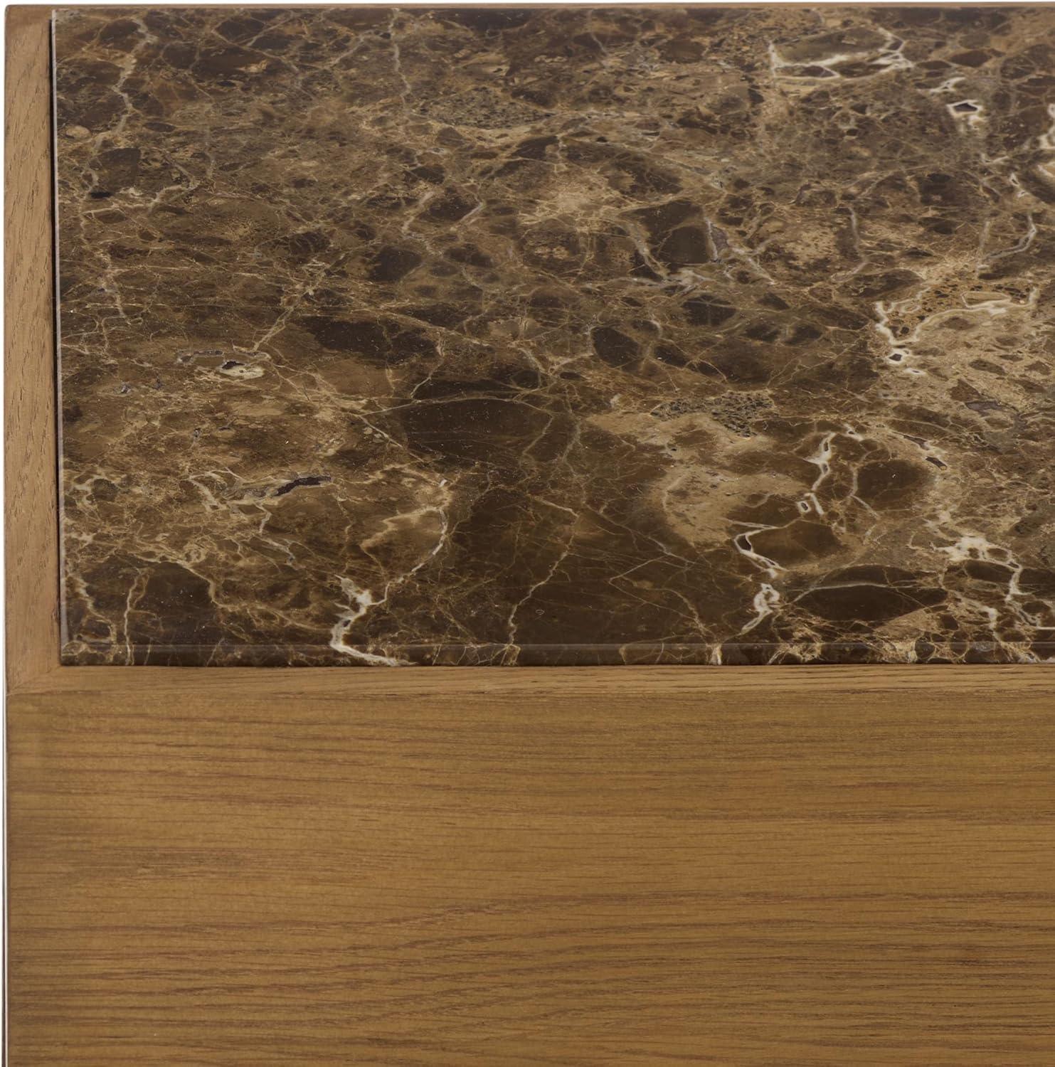 image:imageSAFAVIEH Couture Collection Shayrina Walnut amp Dark Brown Marble Accent Table Sculptural Wood Base Side Table SFV9765BWalnutDark Brown