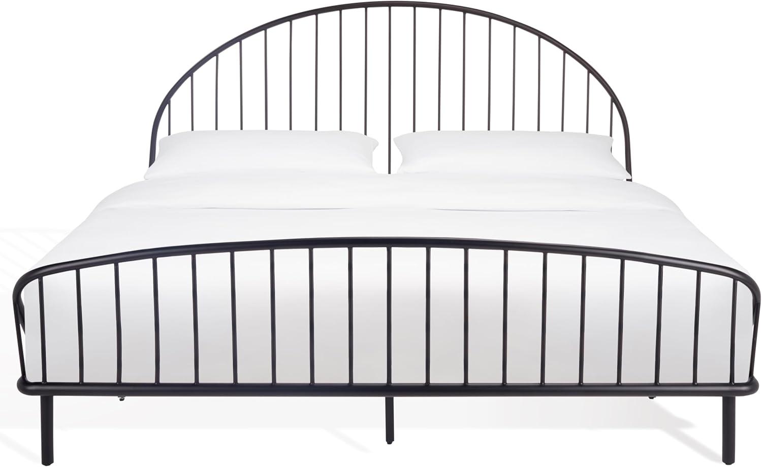 image:imageSAFAVIEH Couture Collection Sheeran Black Metal King Spindle Bed Modern Farmhouse Bedroom Frame SFV9561AKBlack