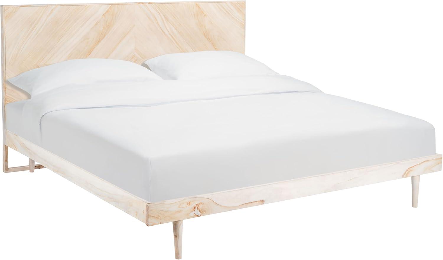 image:imageSAFAVIEH Couture Collection Cora Rose White Wash Solid Wood Herringbone Queen Size BedWhite Wash