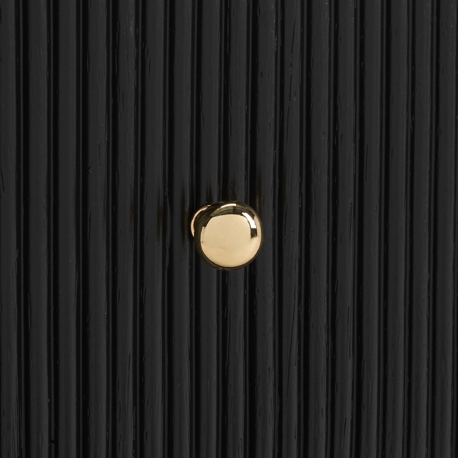 image:imageSAFAVIEH Couture Collection Liabella BlackGold 1Drawer Curved Nightstand Fully AssembledBlackGold